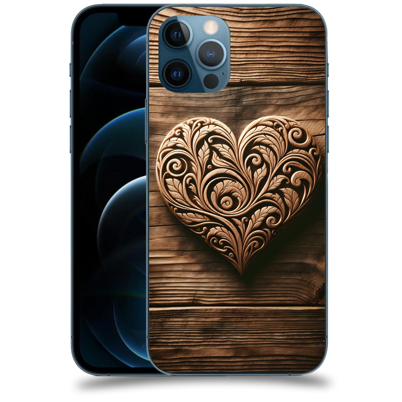 ACOVER Kryt na mobil Apple iPhone 12 Pro - Dřevěné srdce