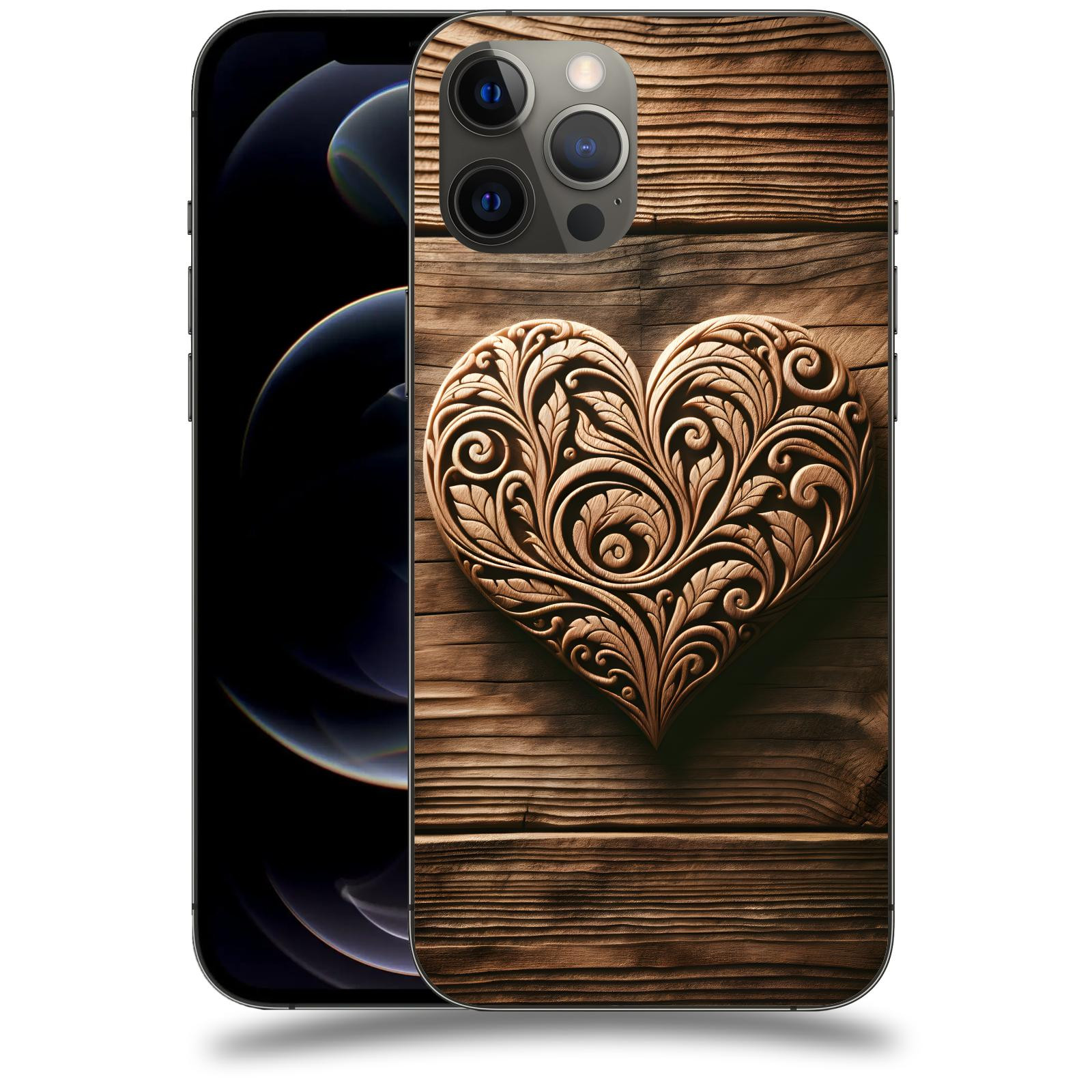ACOVER Kryt na mobil Apple iPhone 12 Pro Max - Dřevěné srdce