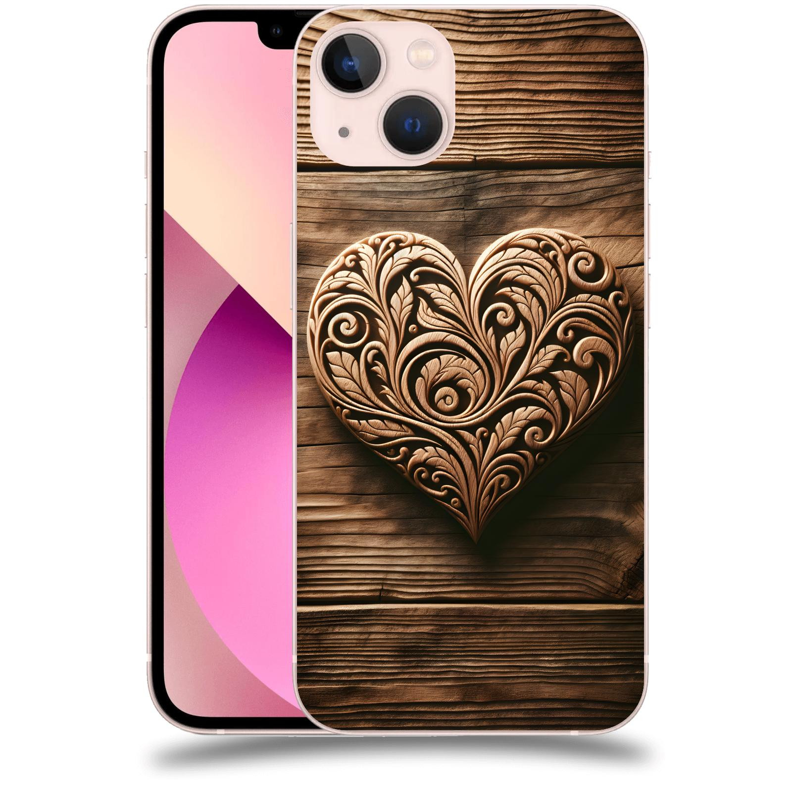 ACOVER Kryt na mobil Apple iPhone 13 - Dřevěné srdce