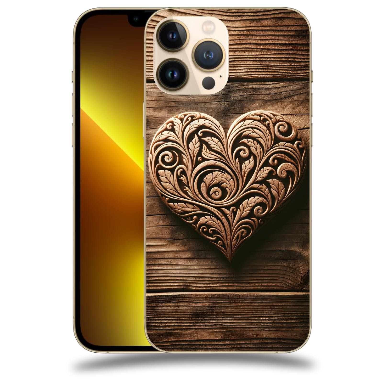 ACOVER Kryt na mobil Apple iPhone 13 Pro - Dřevěné srdce