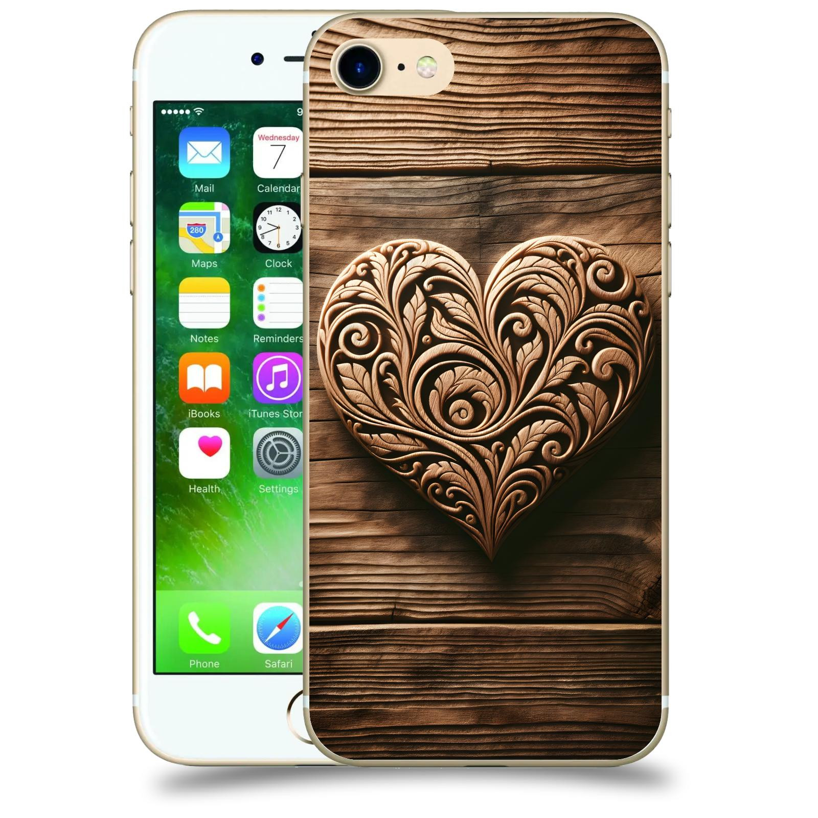 ACOVER Kryt na mobil Apple iPhone 7 - Dřevěné srdce