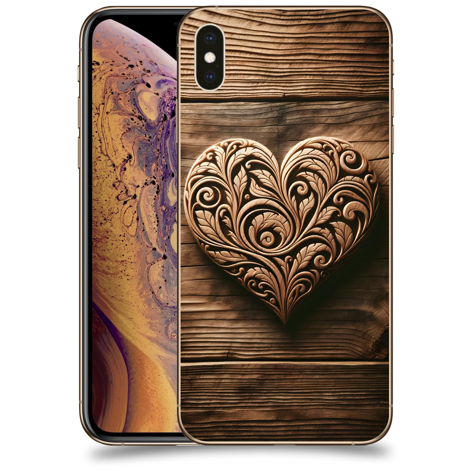 ACOVER Kryt na mobil Apple iPhone XS Max - Dřevěné srdce