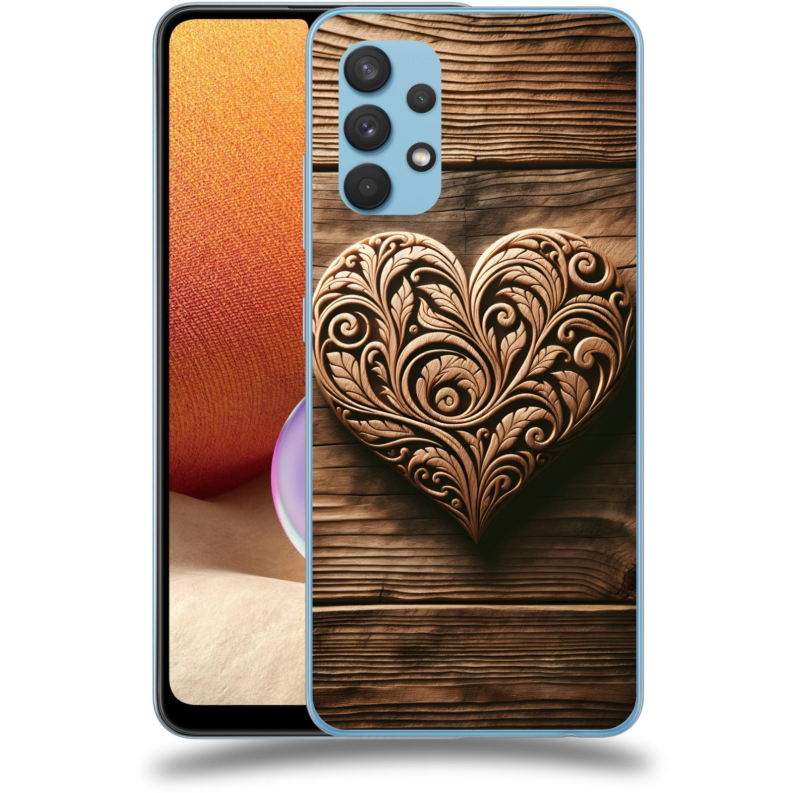 ACOVER Kryt na mobil Samsung Galaxy A32 4G SM-A325F - Dřevěné srdce