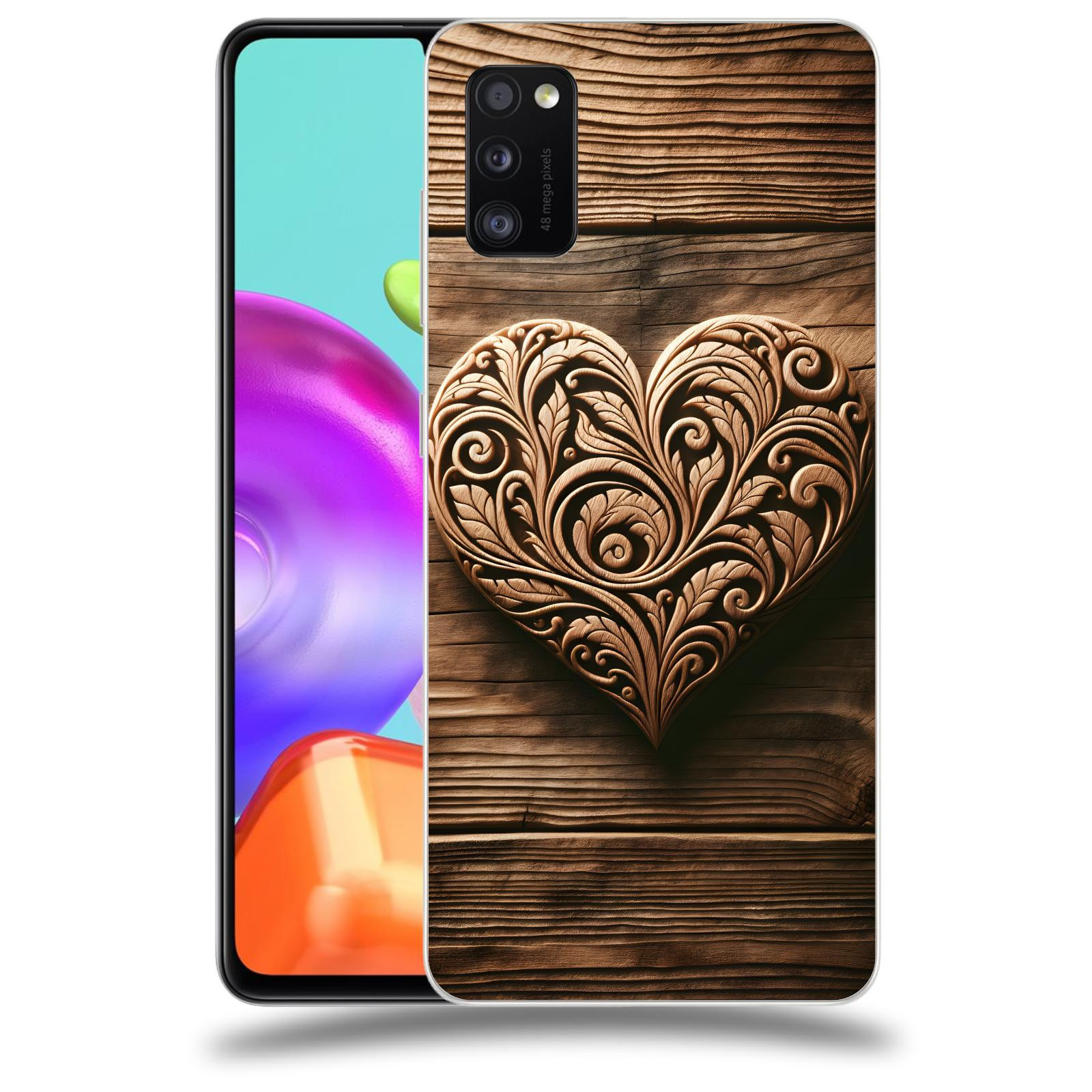 ACOVER Kryt na mobil Samsung Galaxy A41 A415F - Dřevěné srdce