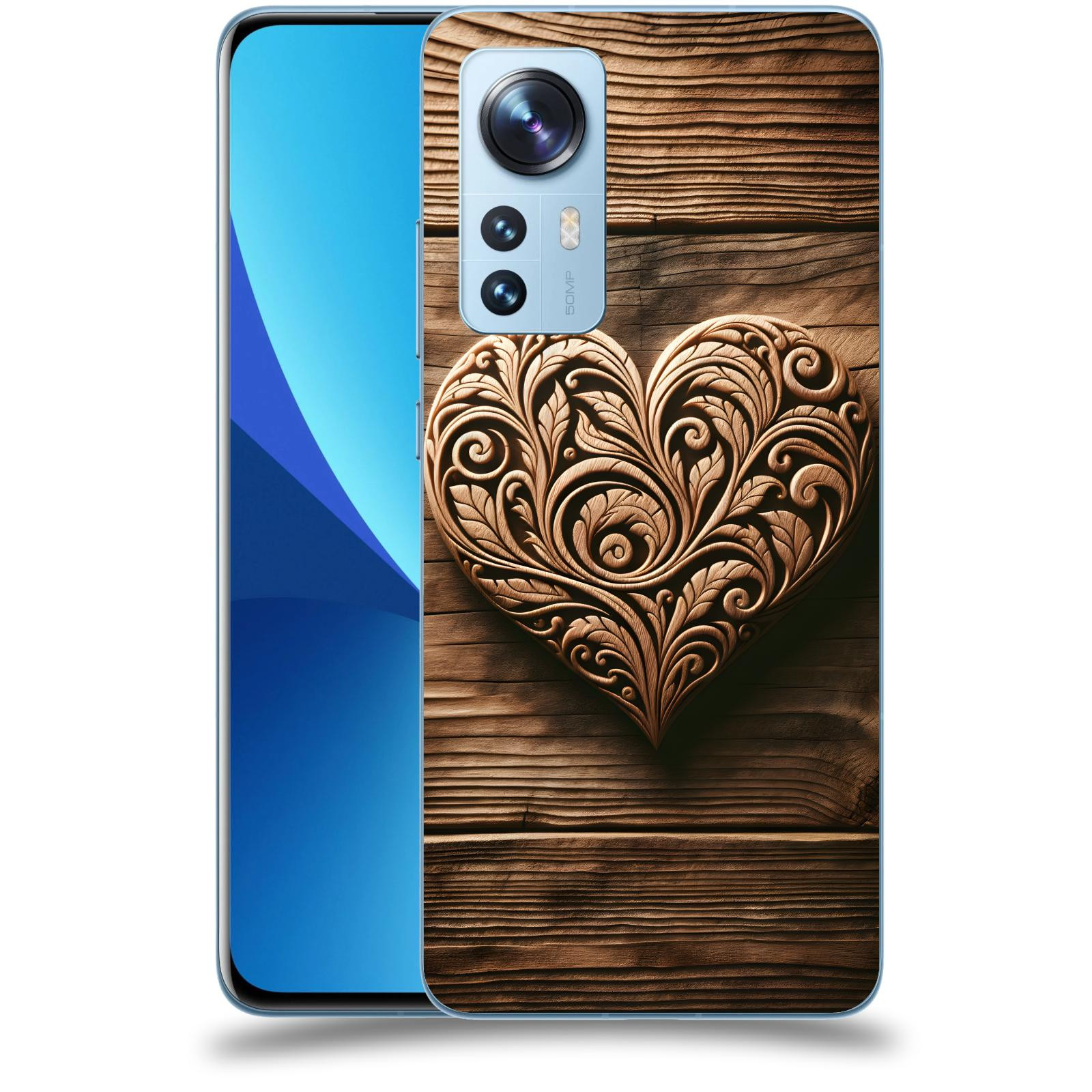 ACOVER Kryt na mobil Xiaomi 12 - Dřevěné srdce