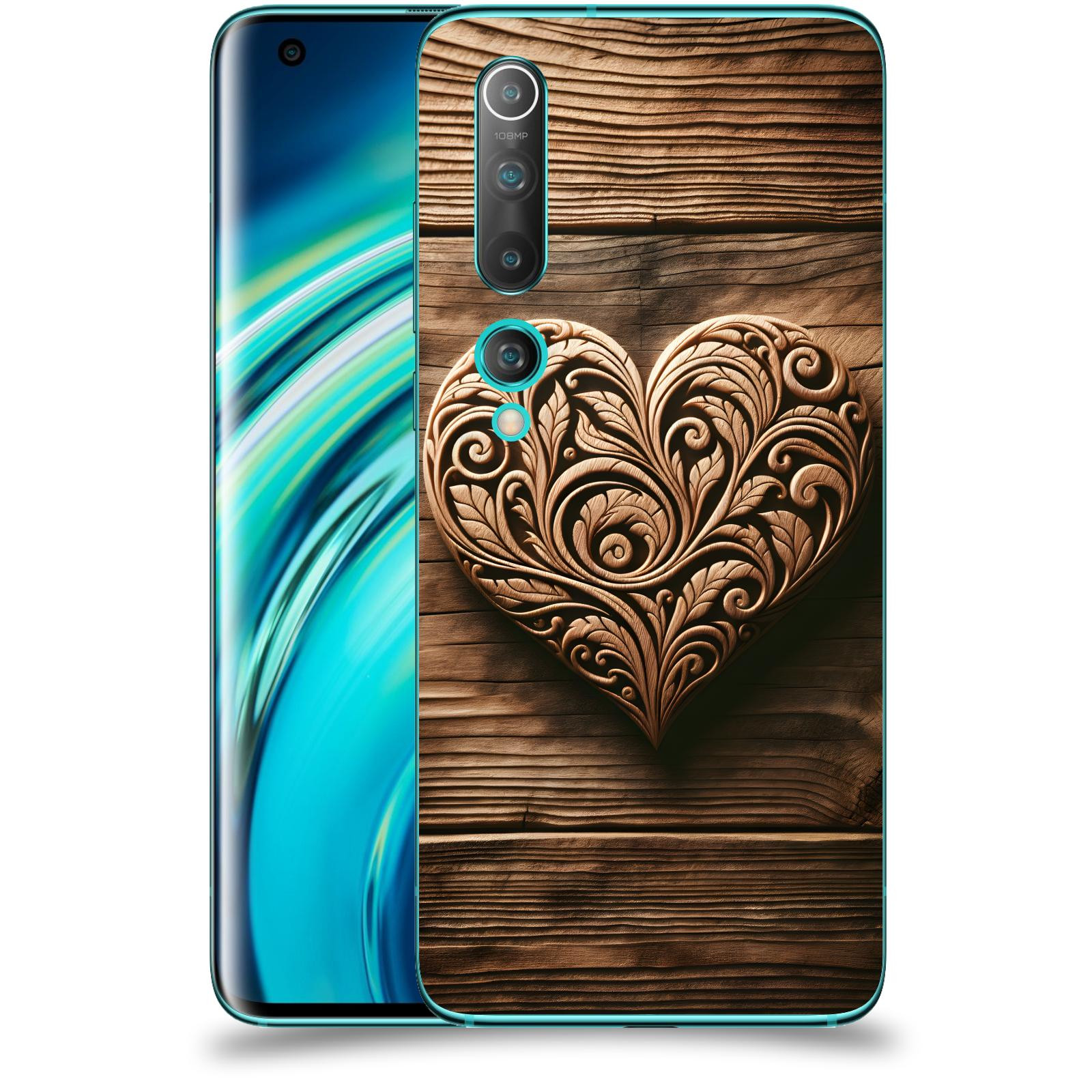 ACOVER Kryt na mobil Xiaomi Mi 10 - Dřevěné srdce