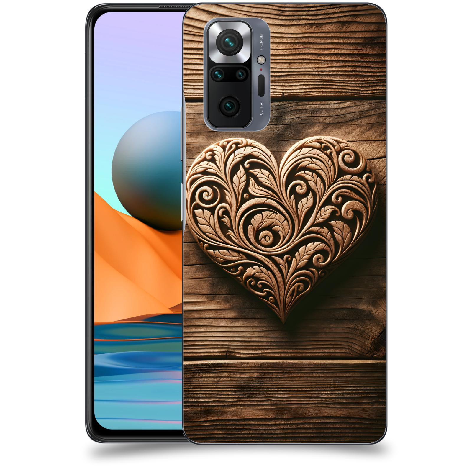 ACOVER Kryt na mobil Xiaomi Redmi Note 10 Pro - Dřevěné srdce