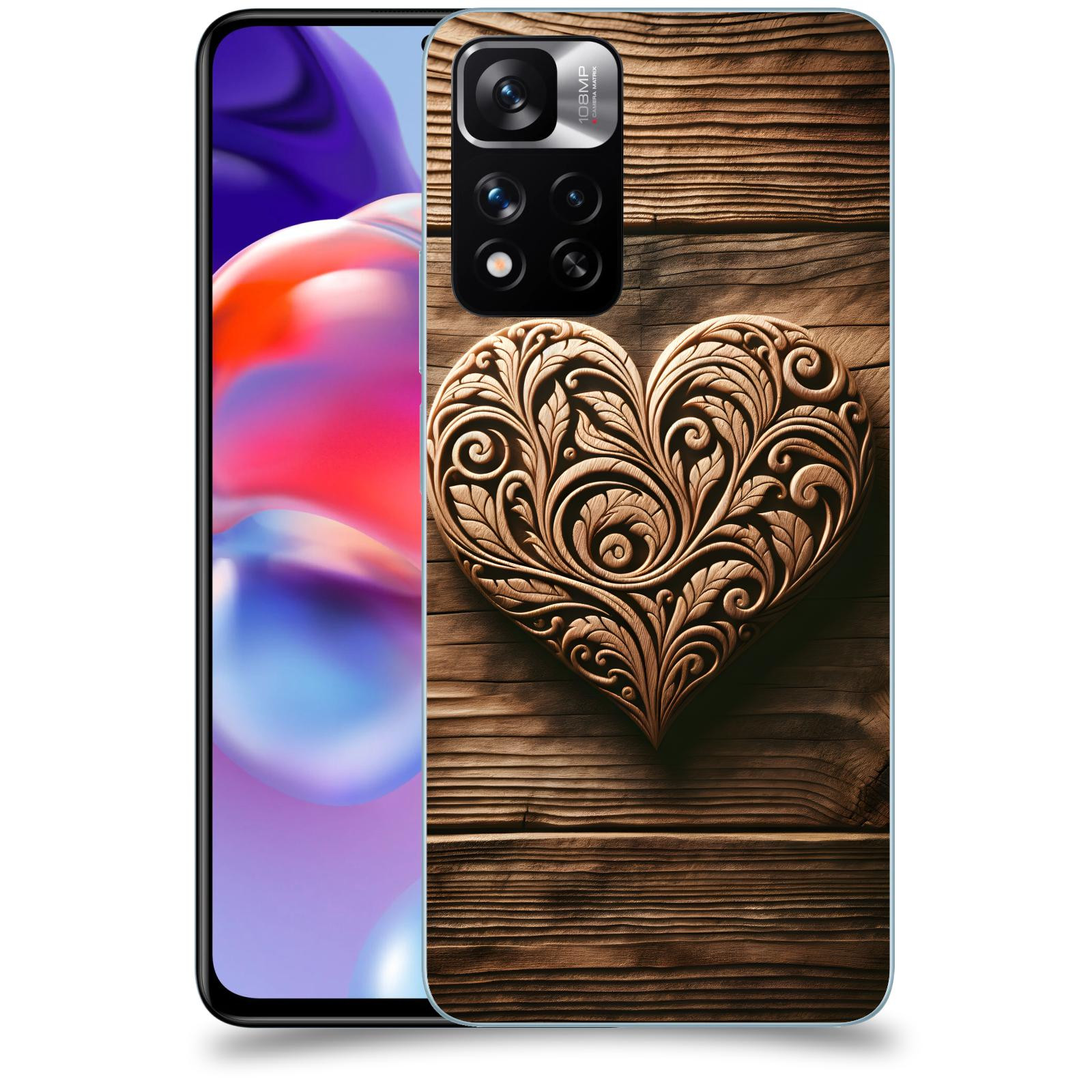 ACOVER Kryt na mobil Xiaomi Redmi Note 11 Pro+ 5G - Dřevěné srdce