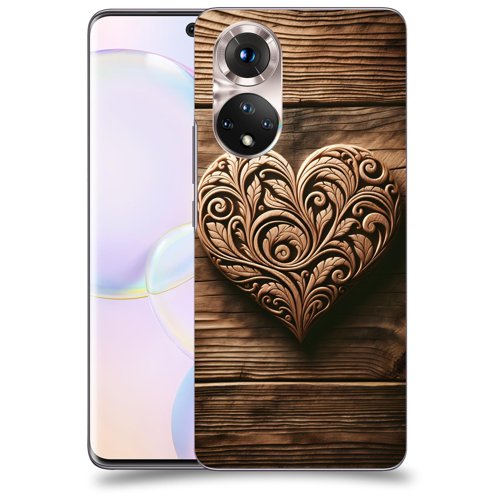 ACOVER Kryt na mobil Honor 50 5G - Dřevěné srdce