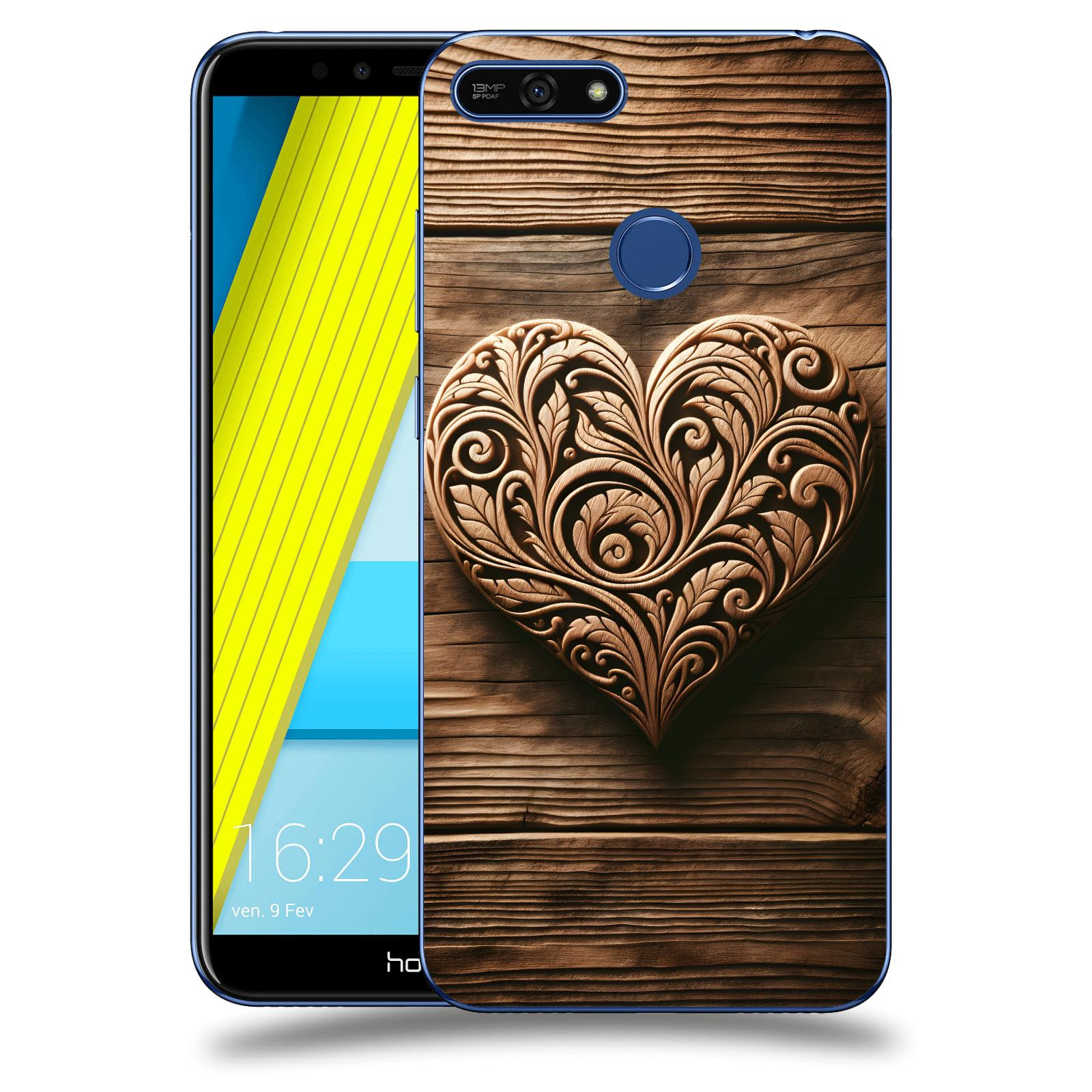 ACOVER Kryt na mobil Honor 7A - Dřevěné srdce