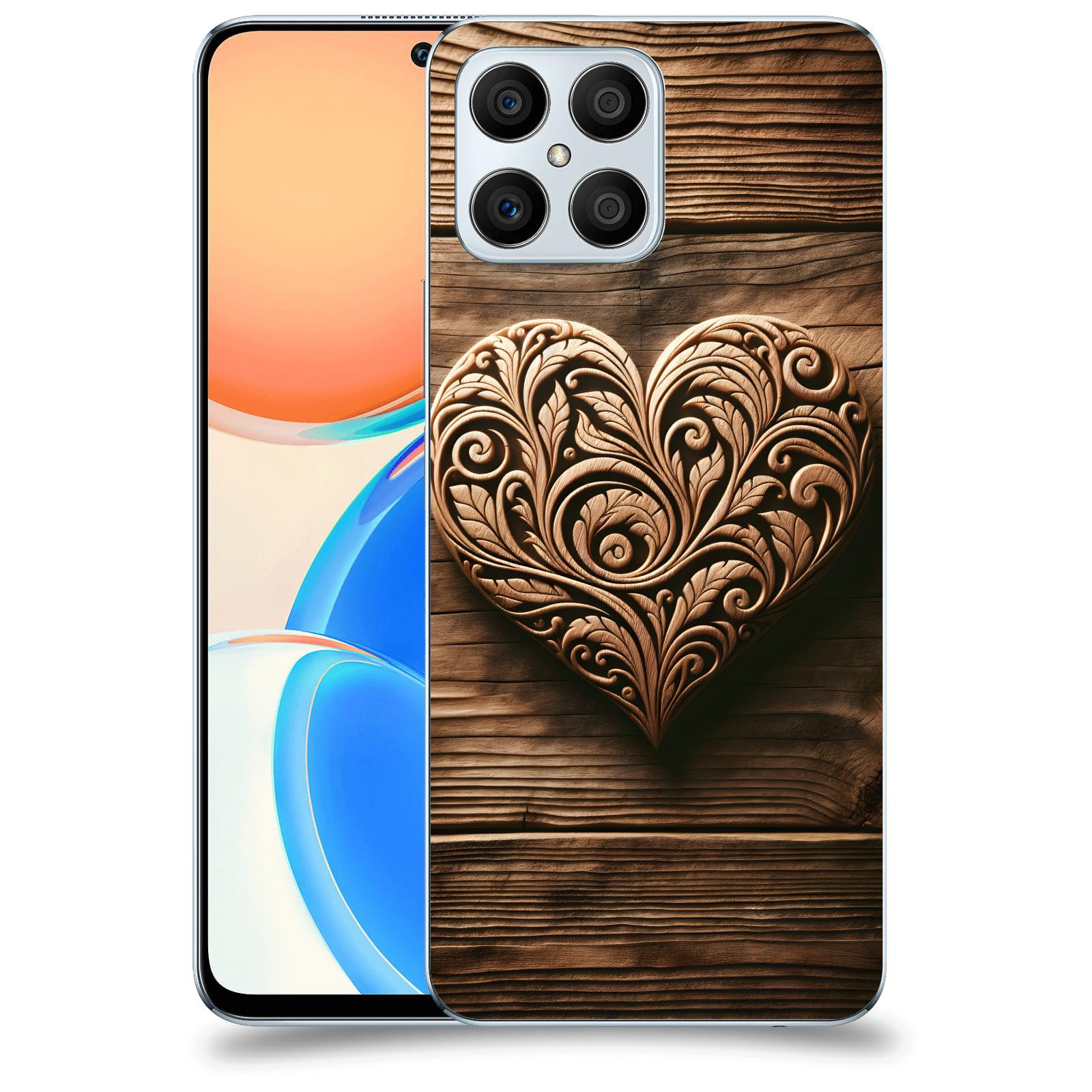 ACOVER Kryt na mobil Honor X8 5G - Dřevěné srdce