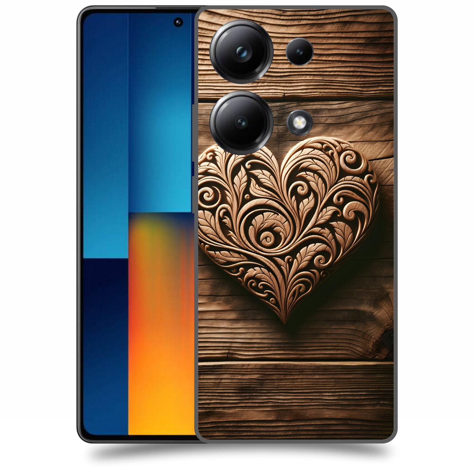 ACOVER Kryt na mobil Poco M6 - Dřevěné srdce