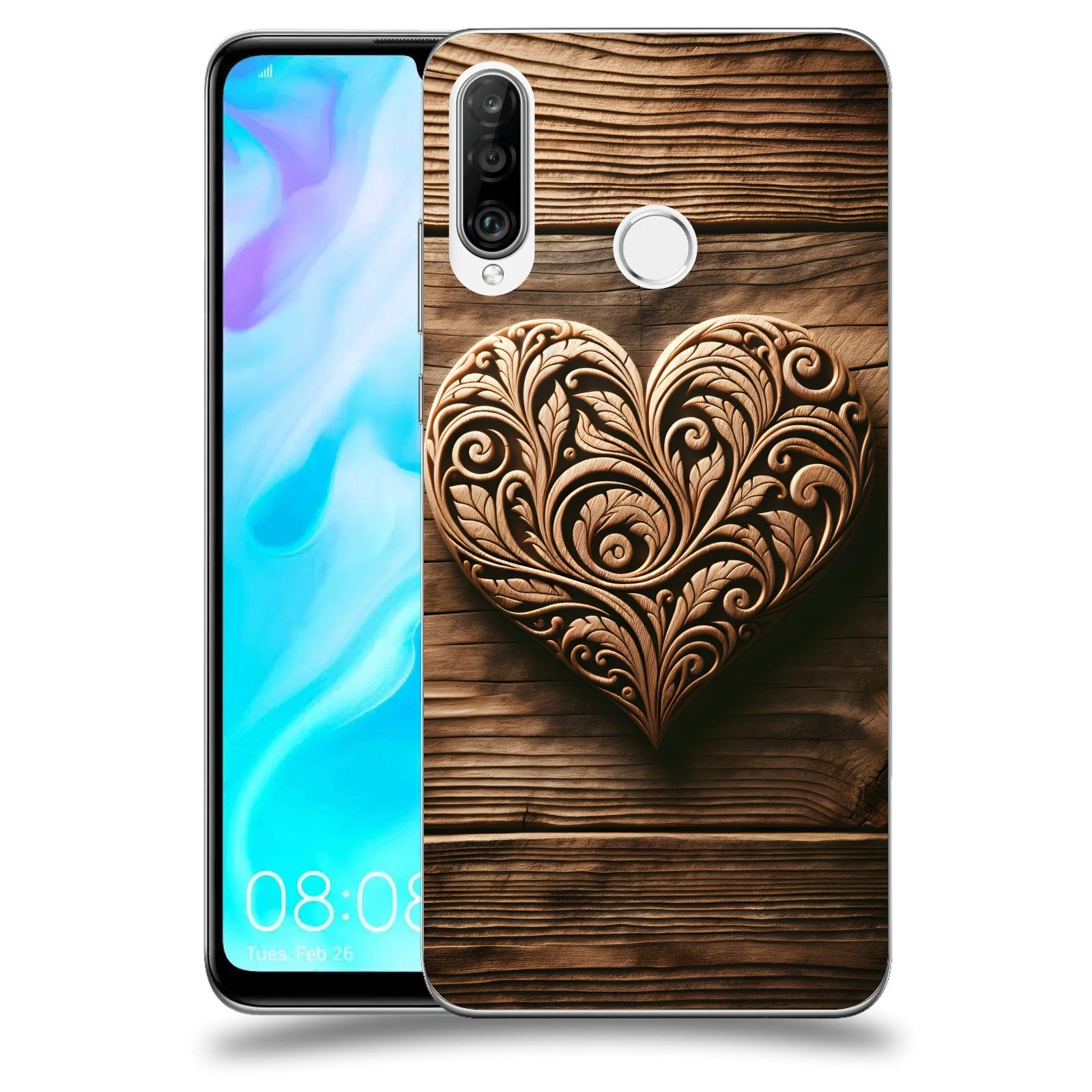 ACOVER Kryt na mobil Huawei P30 Lite - Dřevěné srdce