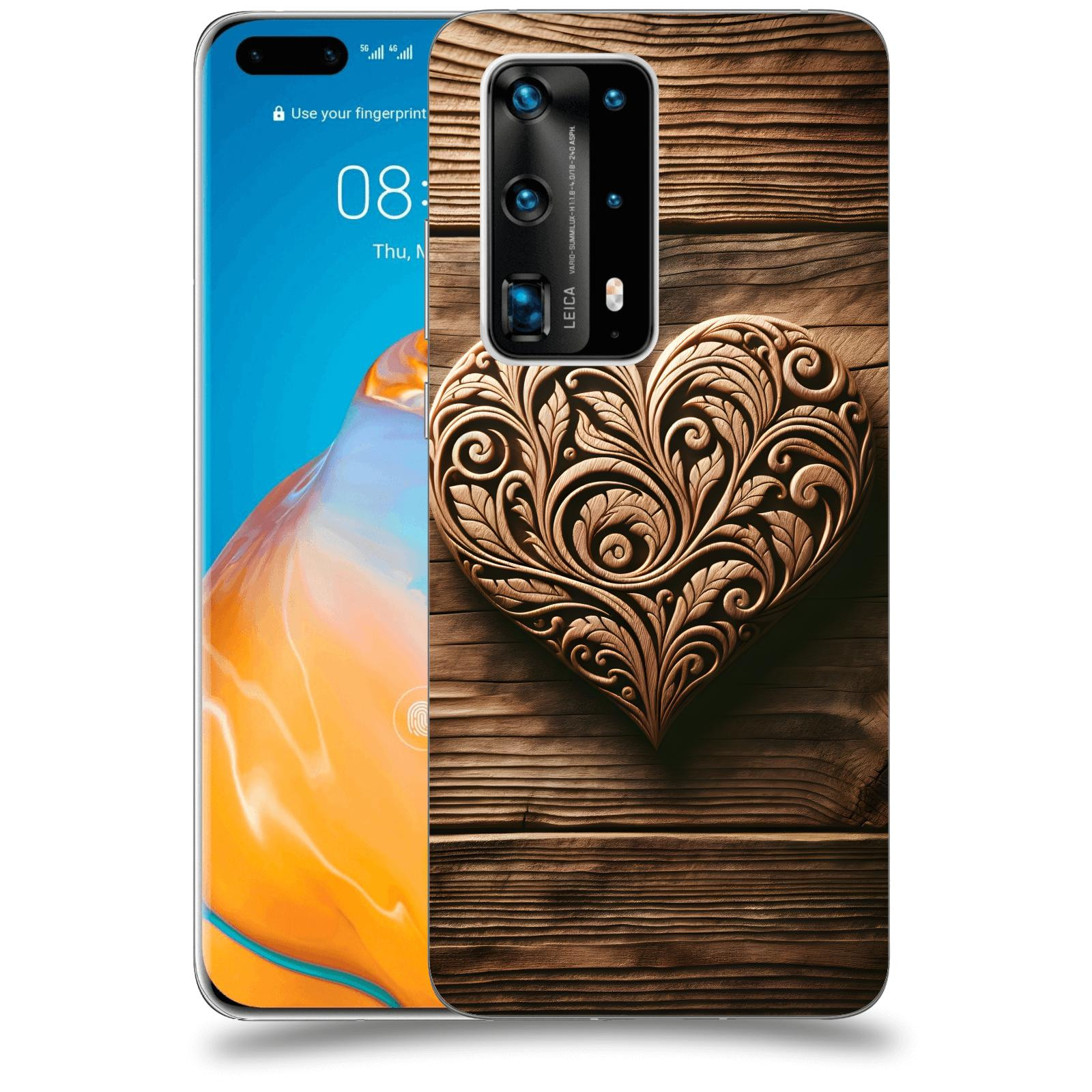 ACOVER Kryt na mobil Huawei P40 Pro - Dřevěné srdce