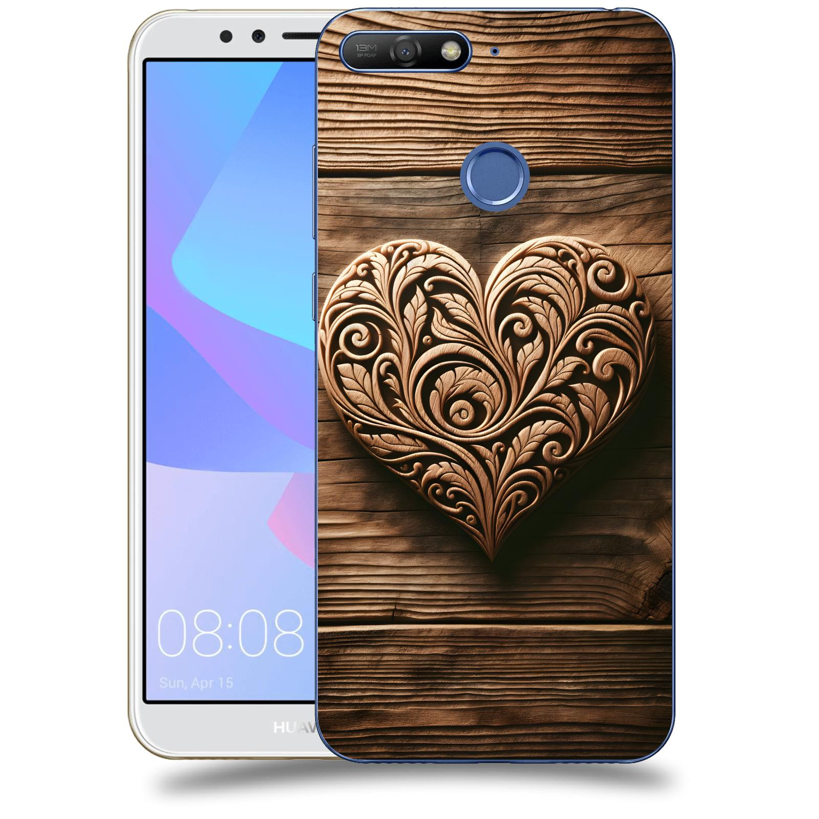 ACOVER Kryt na mobil Huawei Y6 Prime 2018 - Dřevěné srdce