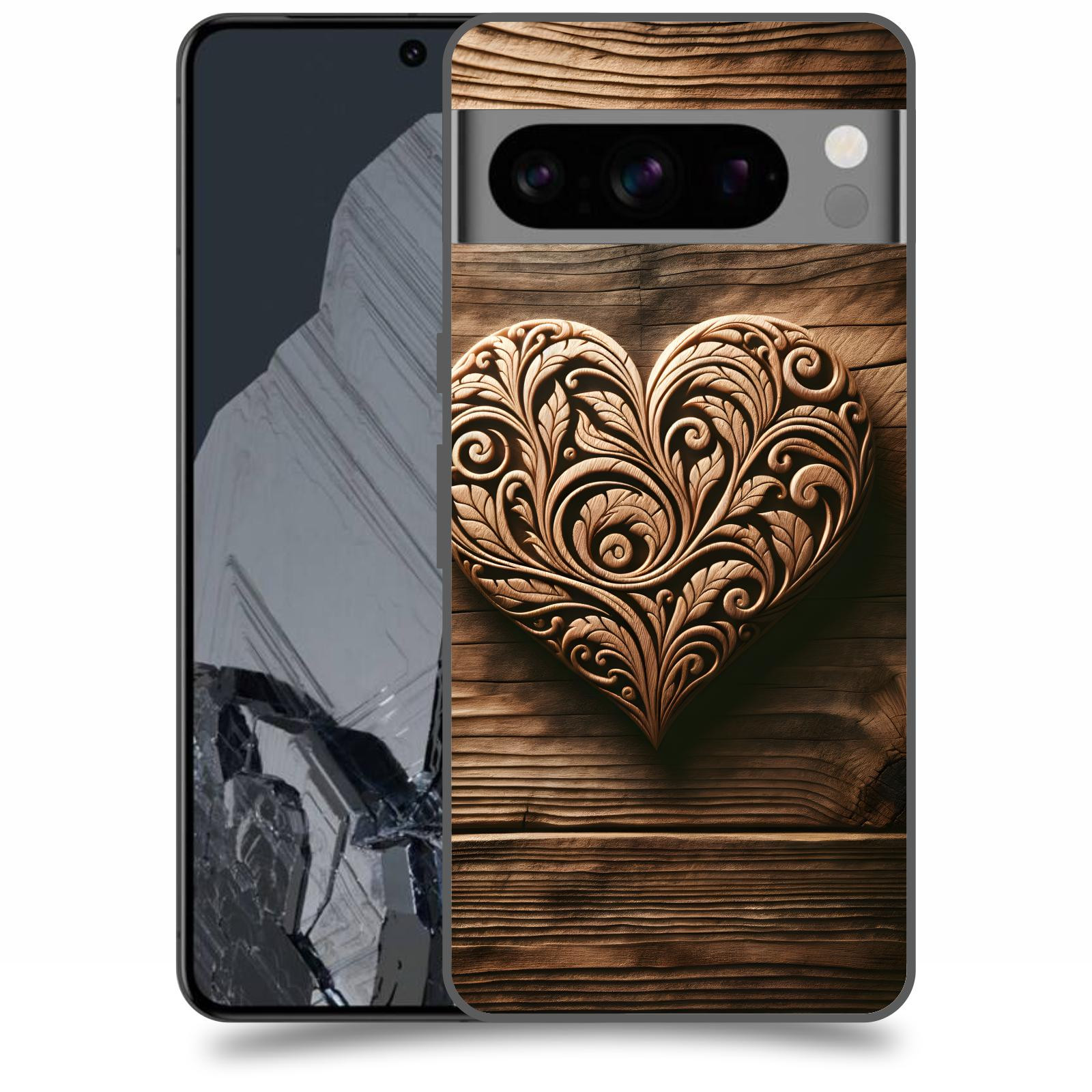 ACOVER Kryt na mobil Google Pixel 8 Pro - Dřevěné srdce