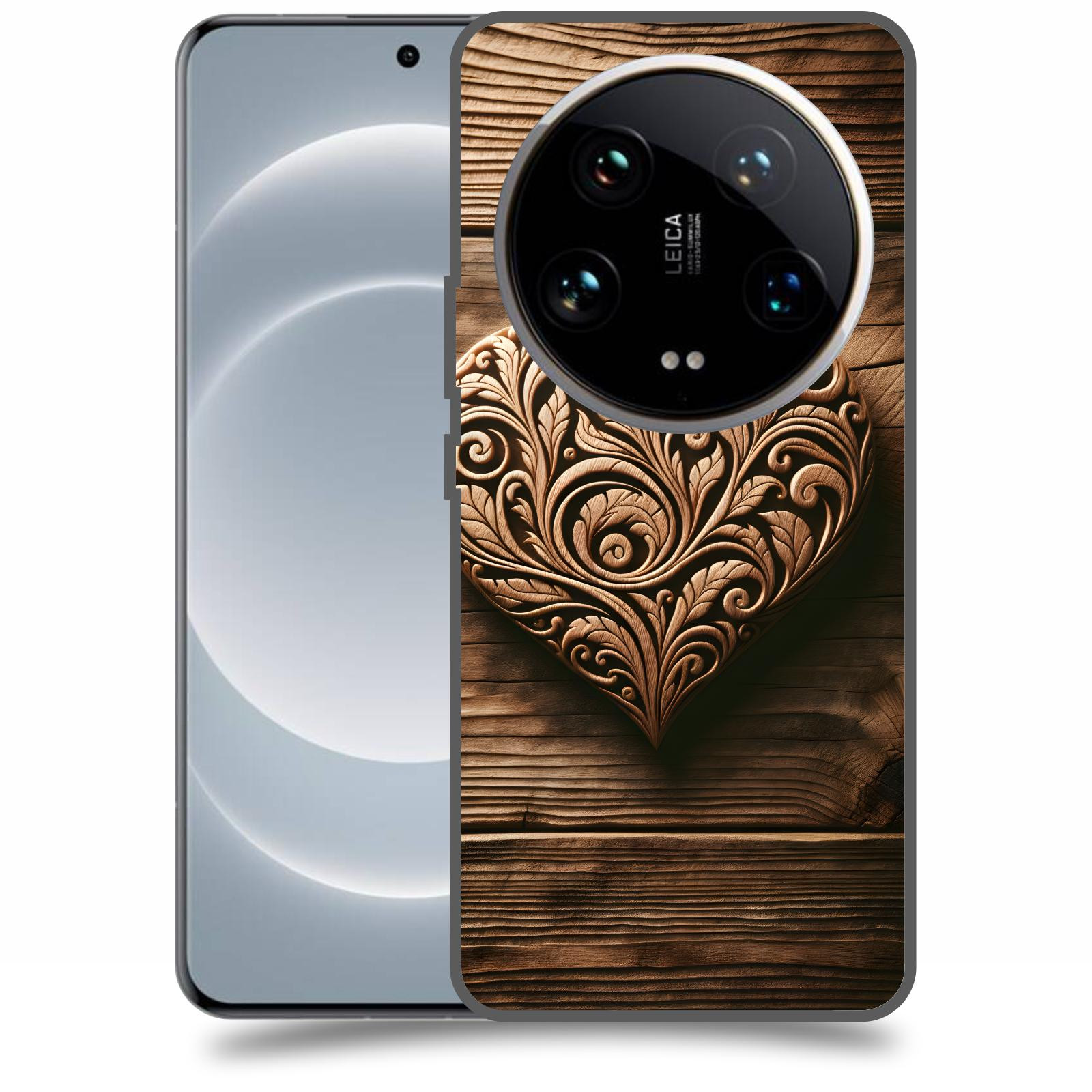 ACOVER Kryt na mobil Xiaomi 14 Ultra - Dřevěné srdce
