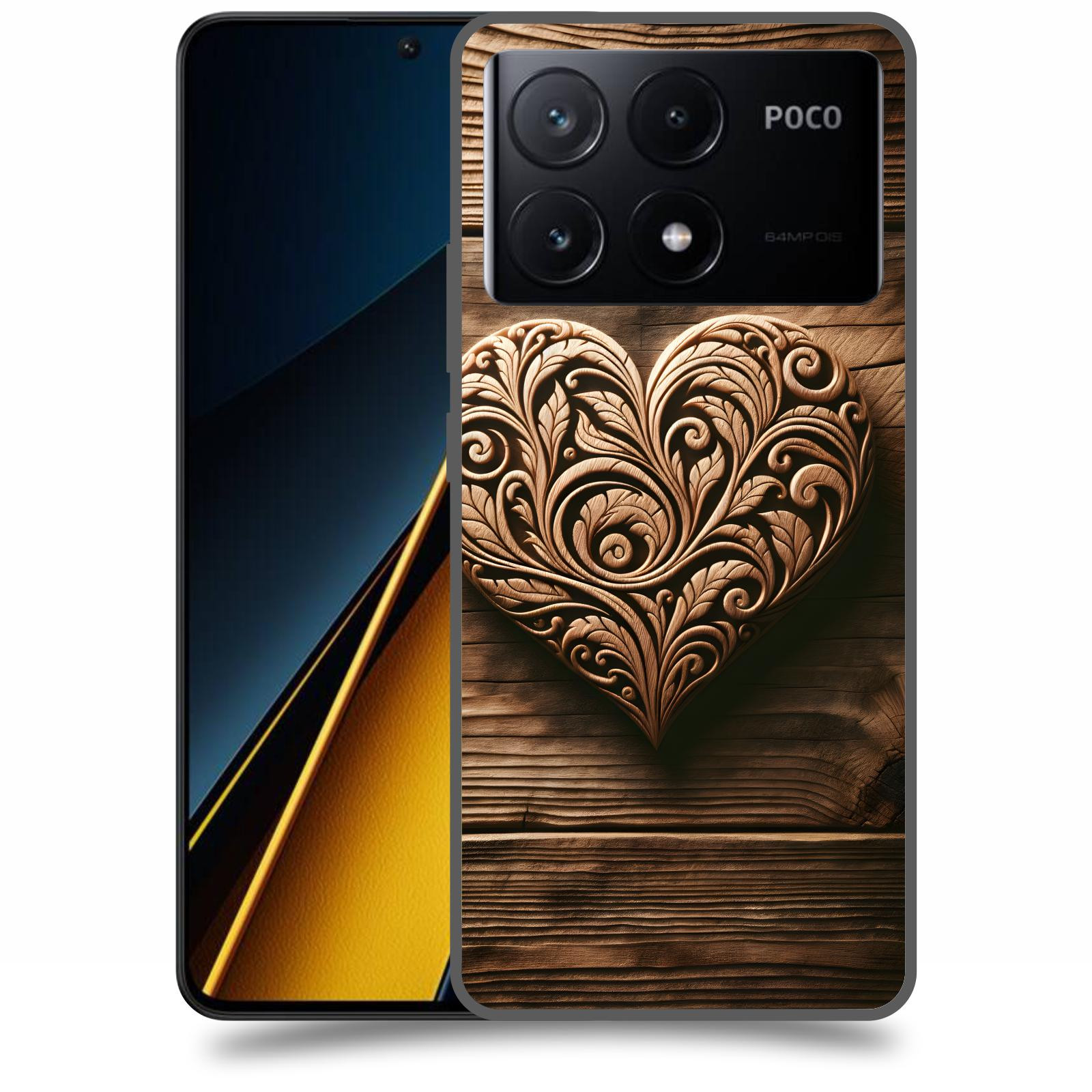 ACOVER Kryt na mobil Poco X6 Pro 5G - Dřevěné srdce