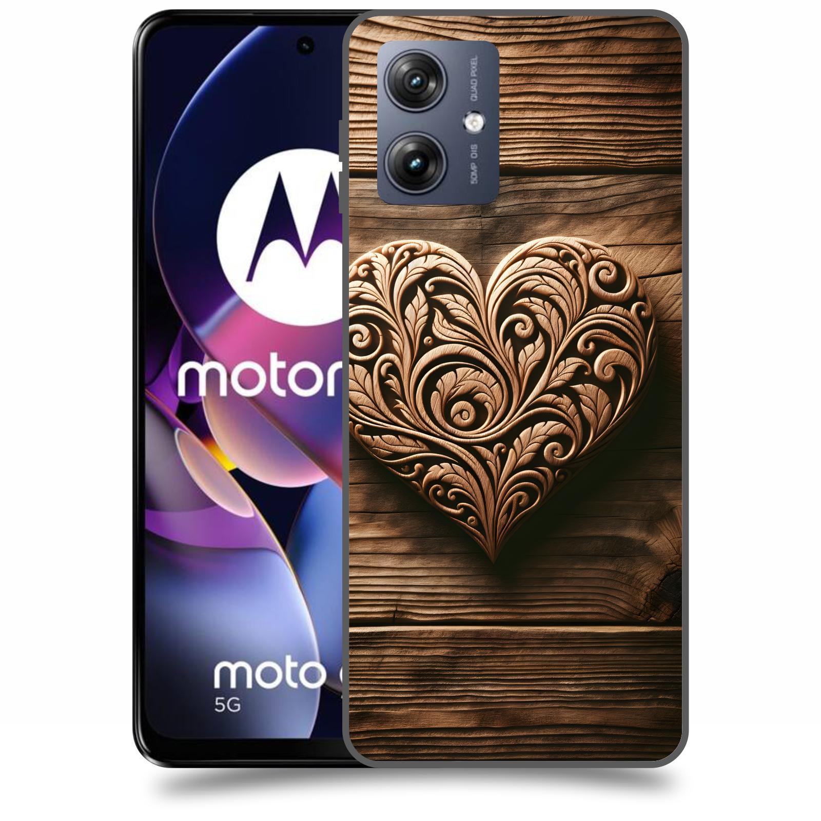 ACOVER Kryt na mobil Motorola Moto G54 5G - Dřevěné srdce