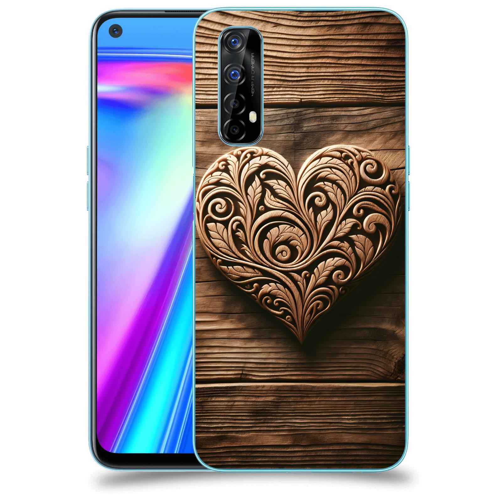 ACOVER Kryt na mobil Realme 7 - Dřevěné srdce