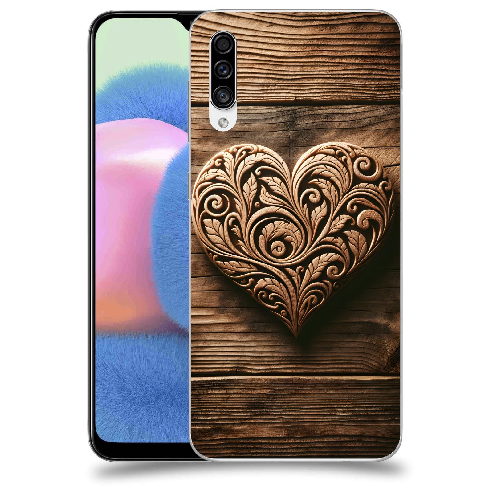 ACOVER Kryt na mobil Samsung Galaxy A30s A307F - Dřevěné srdce