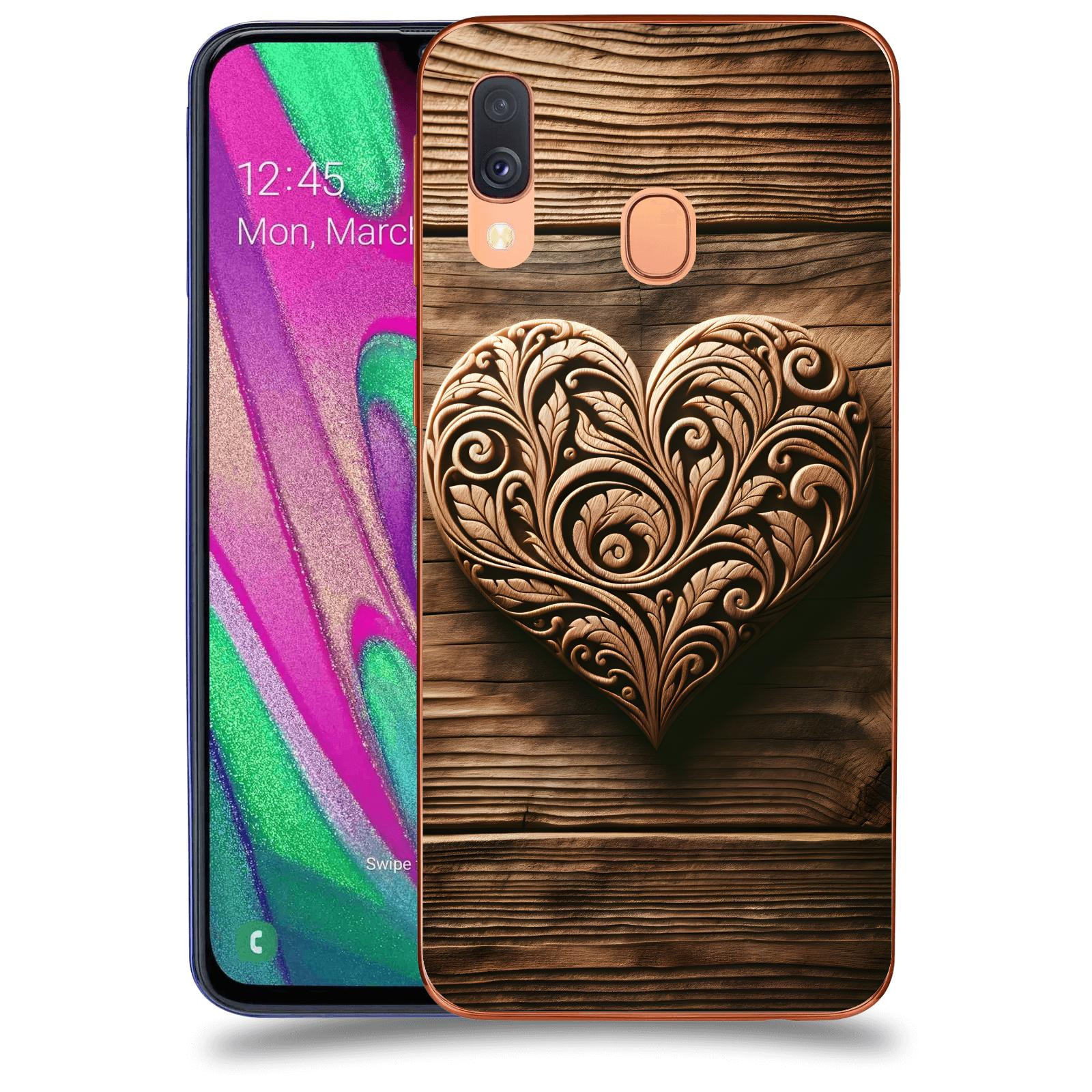 ACOVER Kryt na mobil Samsung Galaxy A40 A405F - Dřevěné srdce