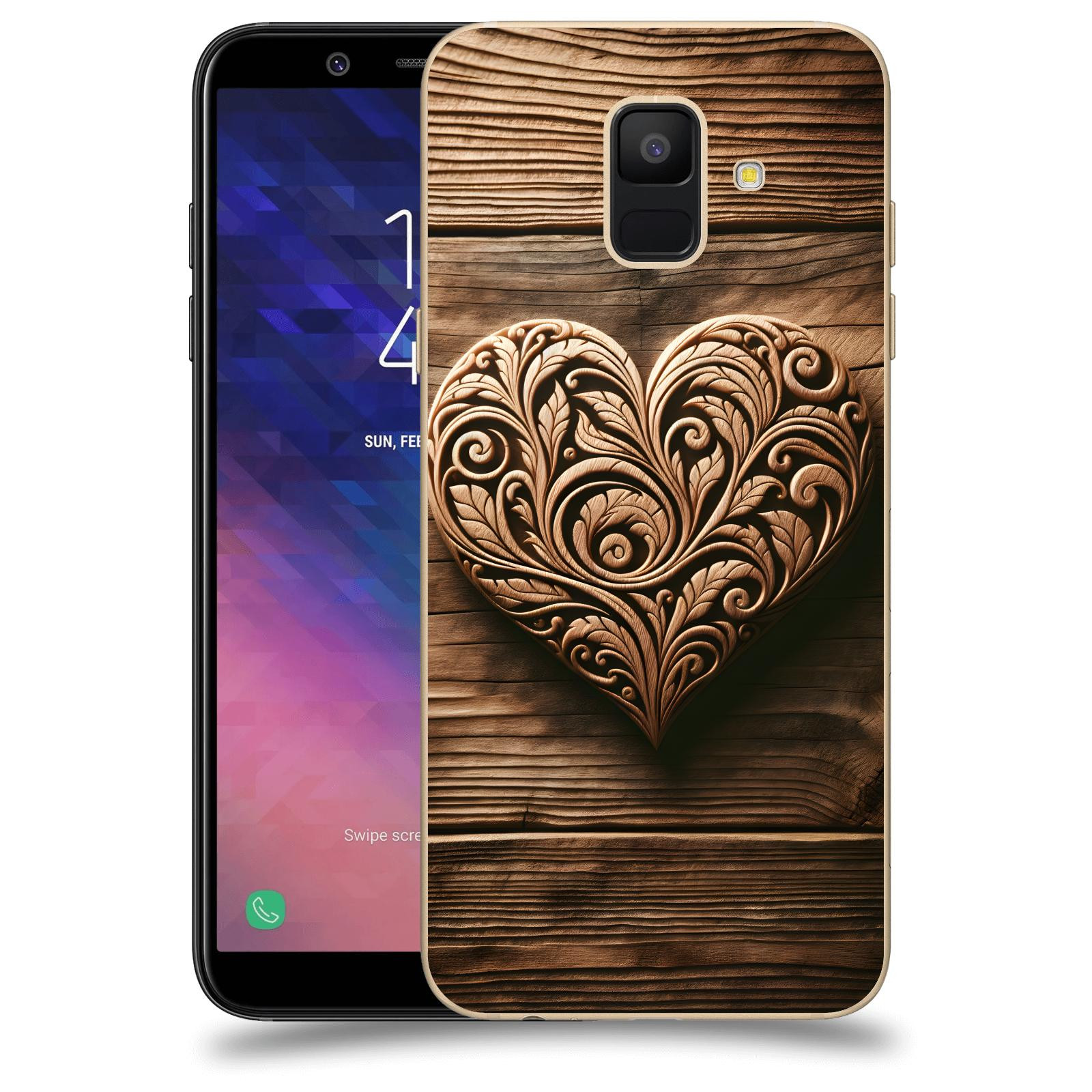 ACOVER Kryt na mobil Samsung Galaxy A6 A600F - Dřevěné srdce