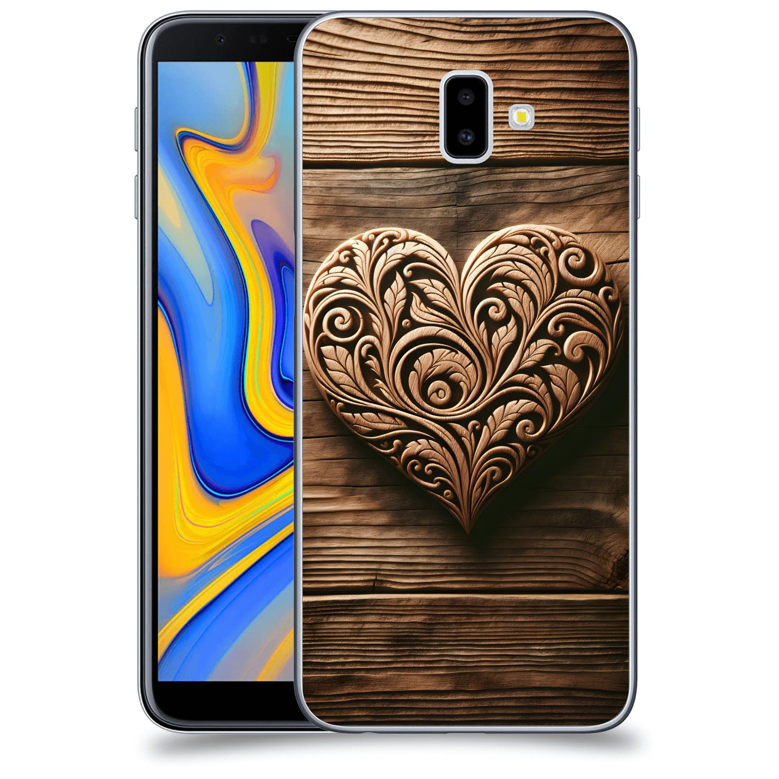 ACOVER Kryt na mobil Samsung Galaxy J6+ J610F - Dřevěné srdce