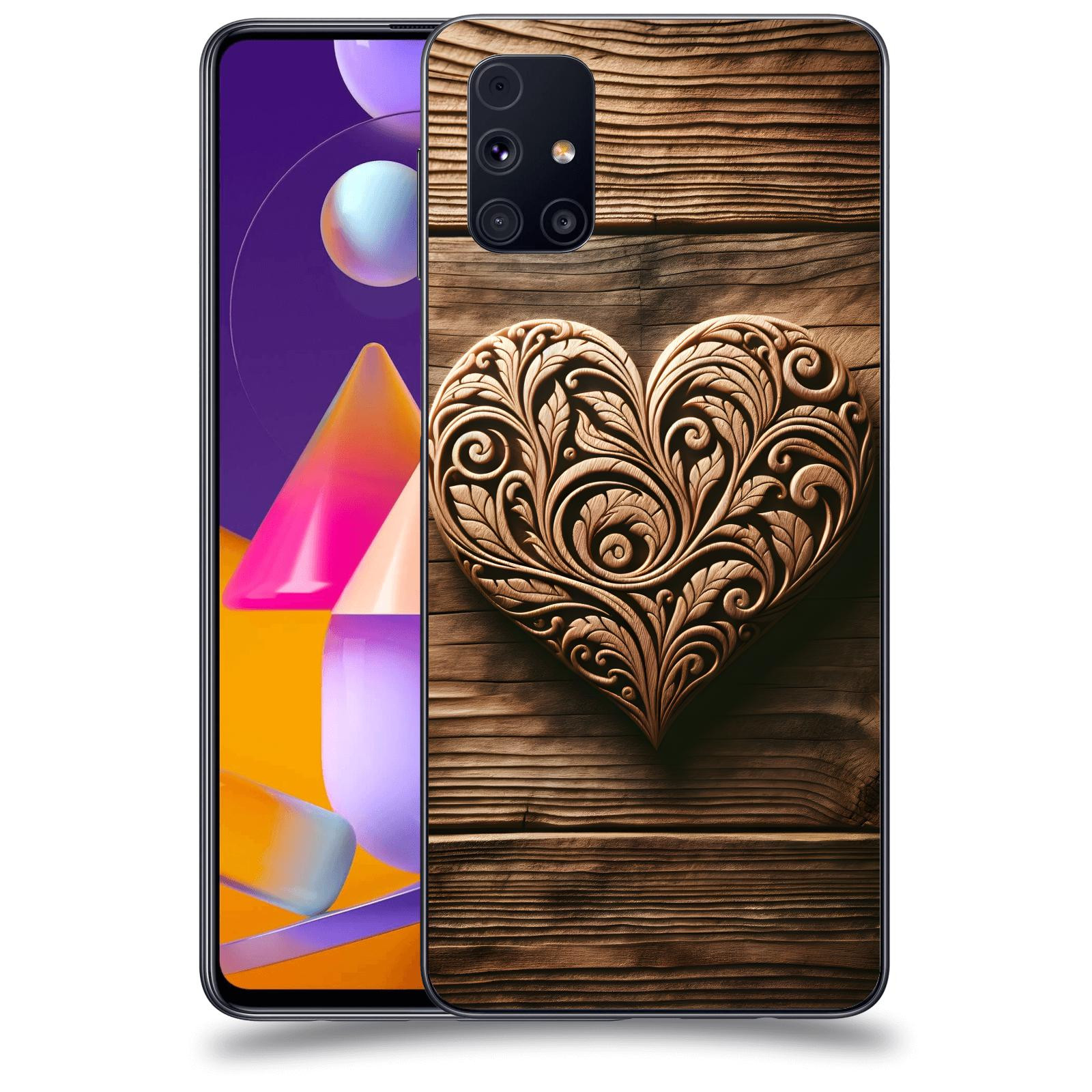 ACOVER Kryt na mobil Samsung Galaxy M31s - Dřevěné srdce