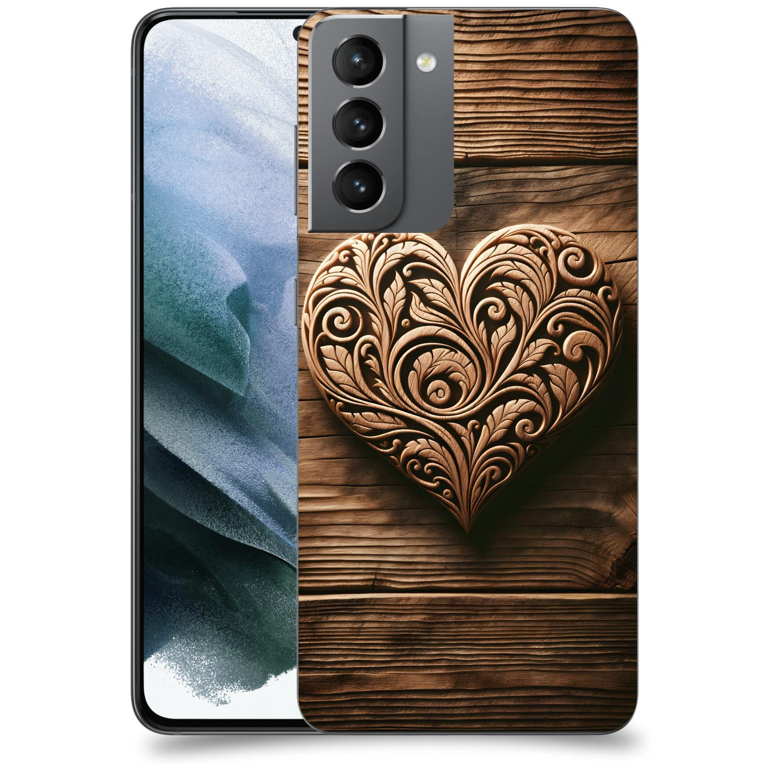 ACOVER Kryt na mobil Samsung Galaxy S21 G991B - Dřevěné srdce