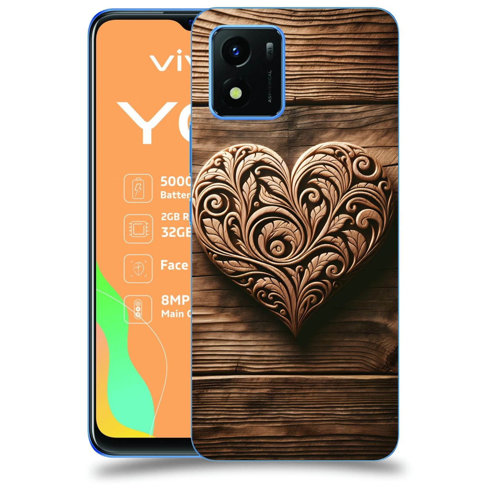 ACOVER Kryt na mobil Vivo Y01 - Dřevěné srdce