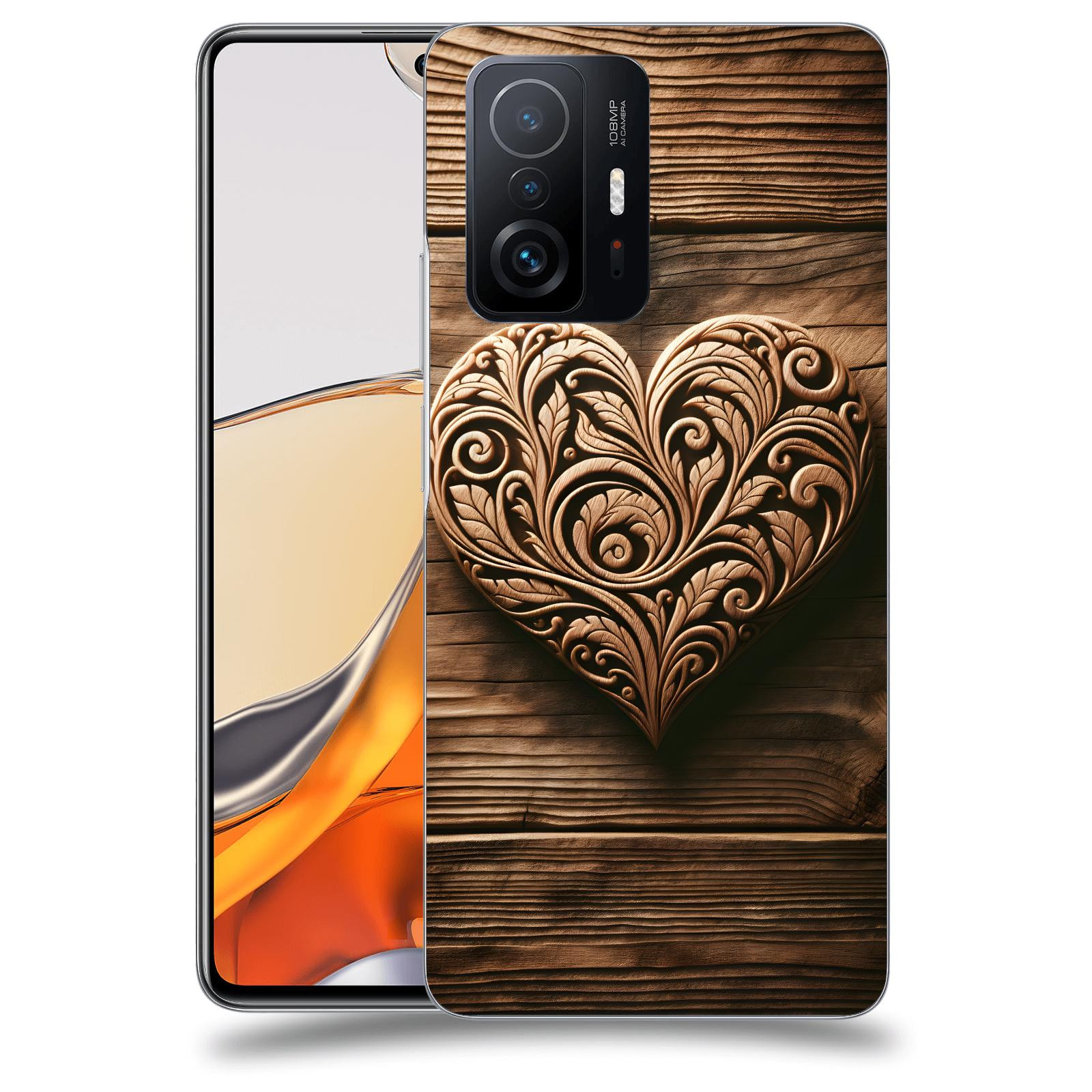 ACOVER Kryt na mobil Xiaomi 11T Pro - Dřevěné srdce
