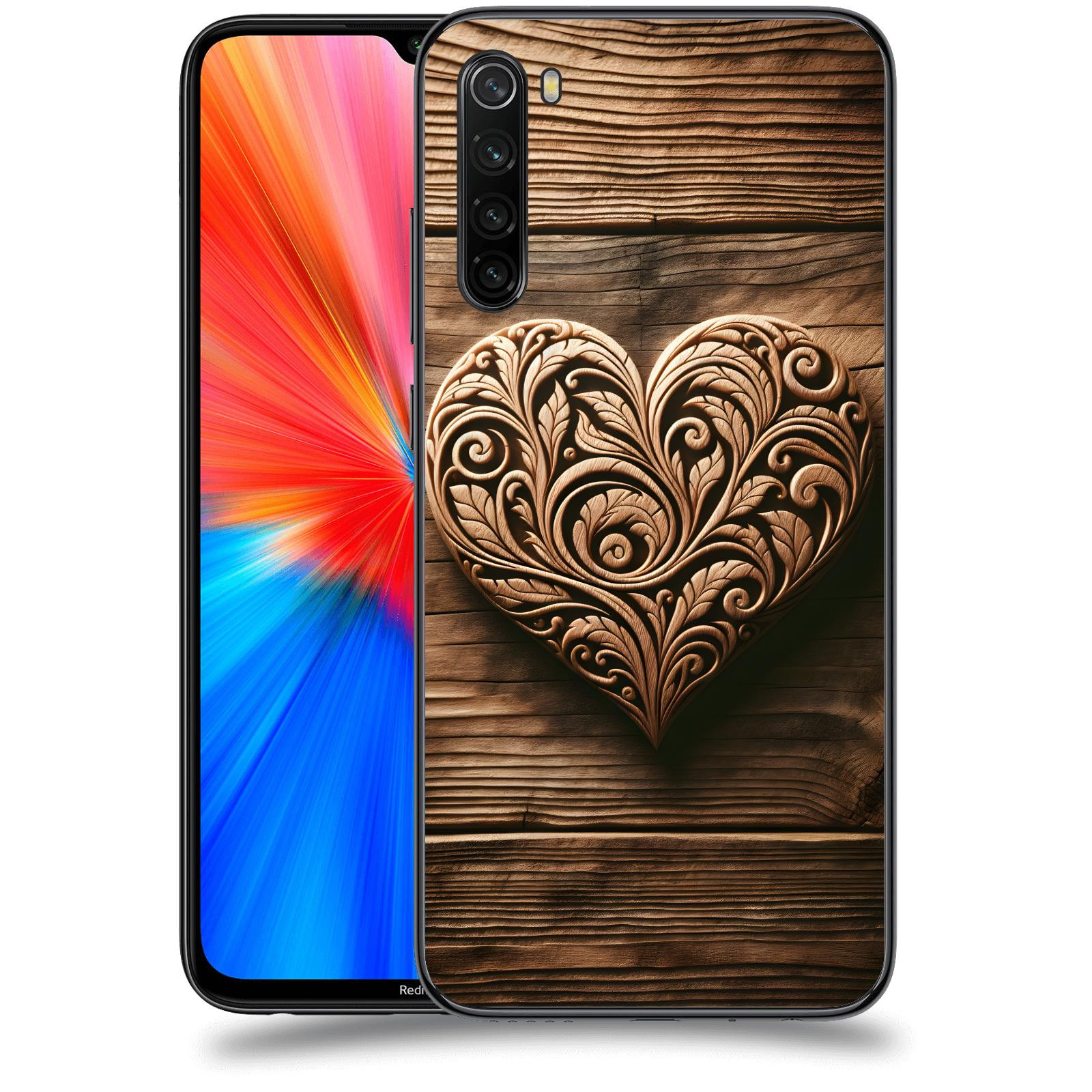 ACOVER Kryt na mobil Xiaomi Redmi Note 8 - Dřevěné srdce