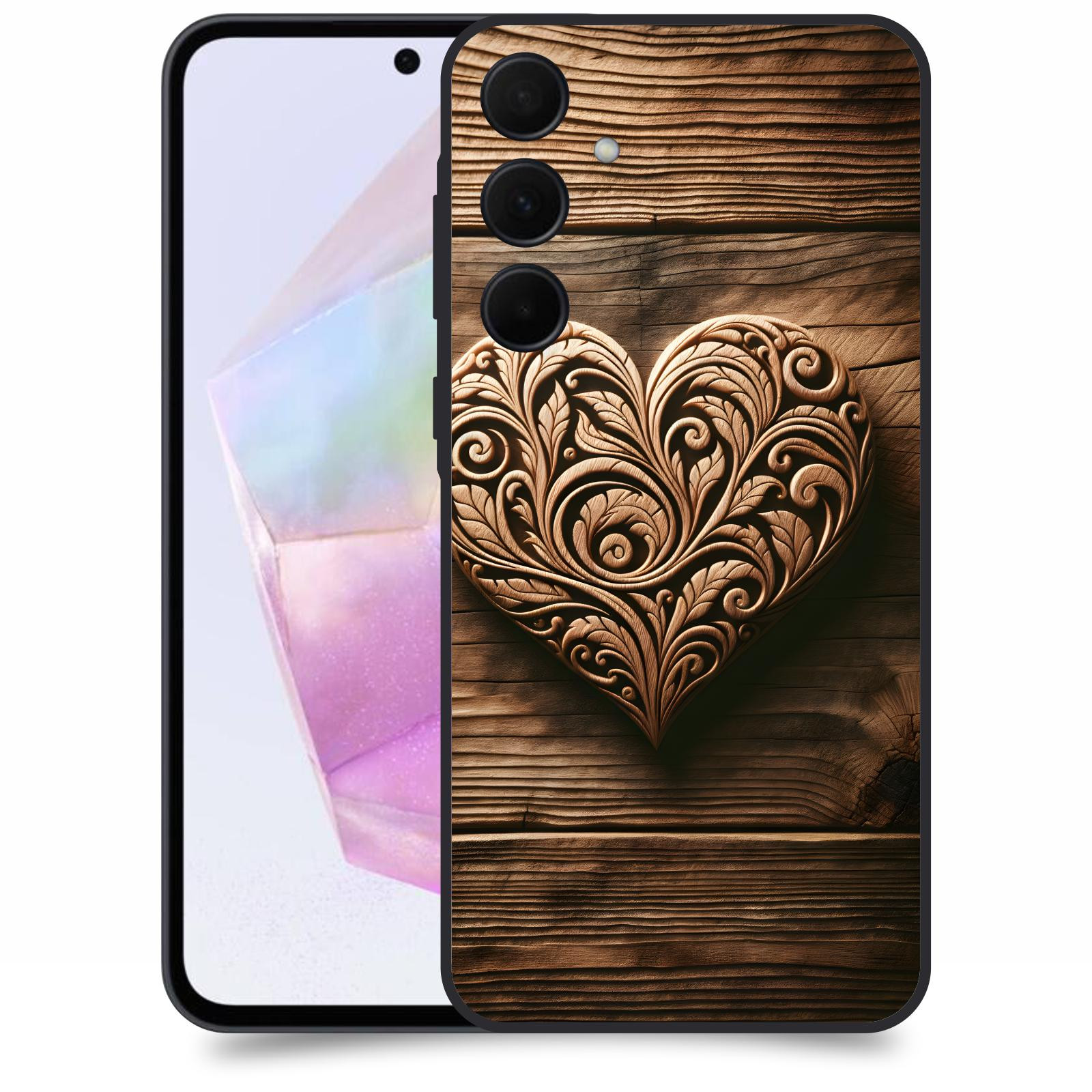 ACOVER Kryt na mobil Samsung Galaxy A35 5G - Dřevěné srdce