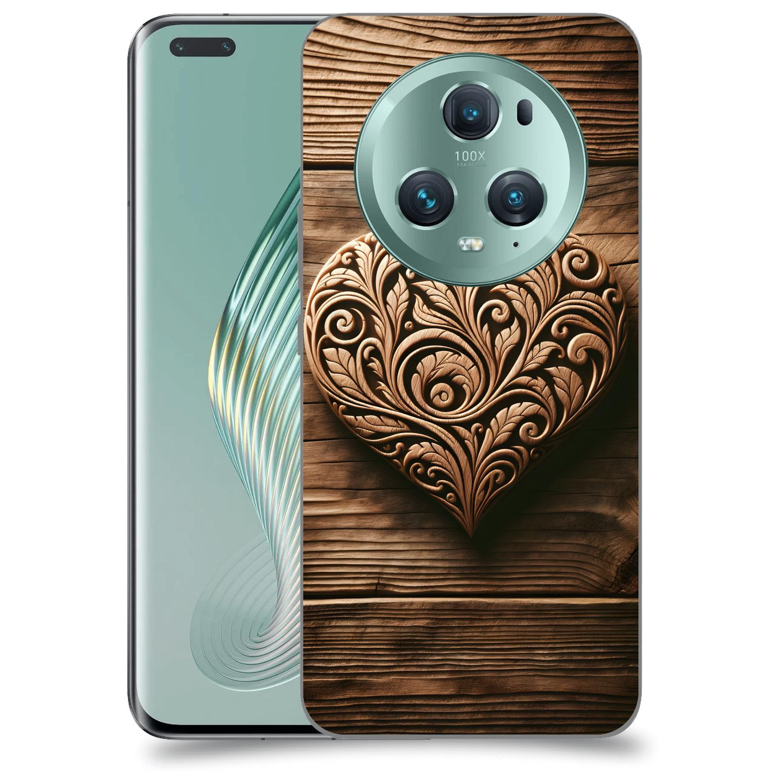 ACOVER Kryt na mobil Honor Magic5 Pro - Dřevěné srdce