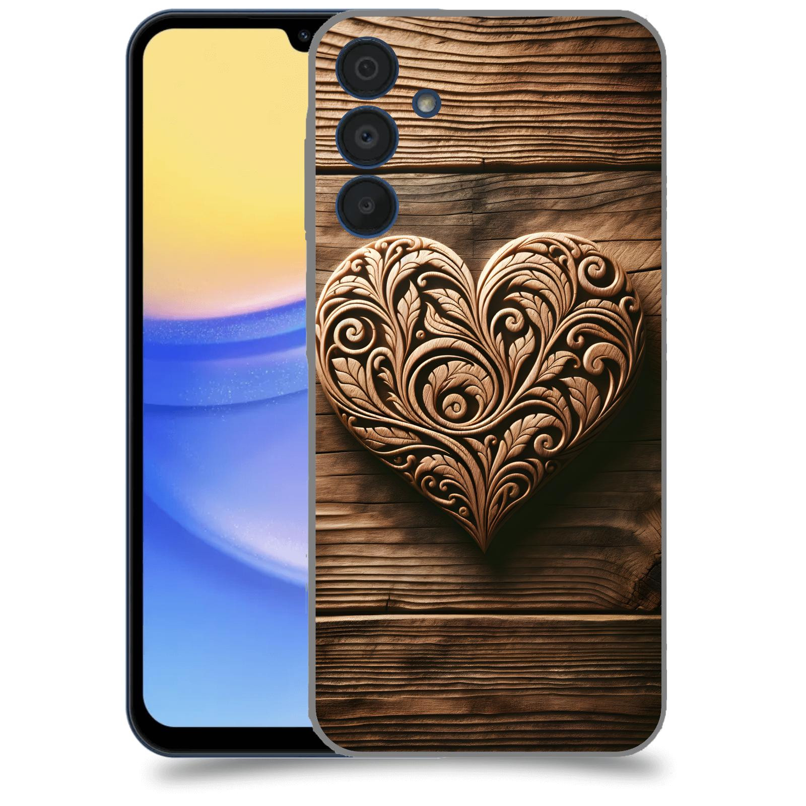 ACOVER Kryt na mobil Samsung Galaxy A15 5G - Dřevěné srdce