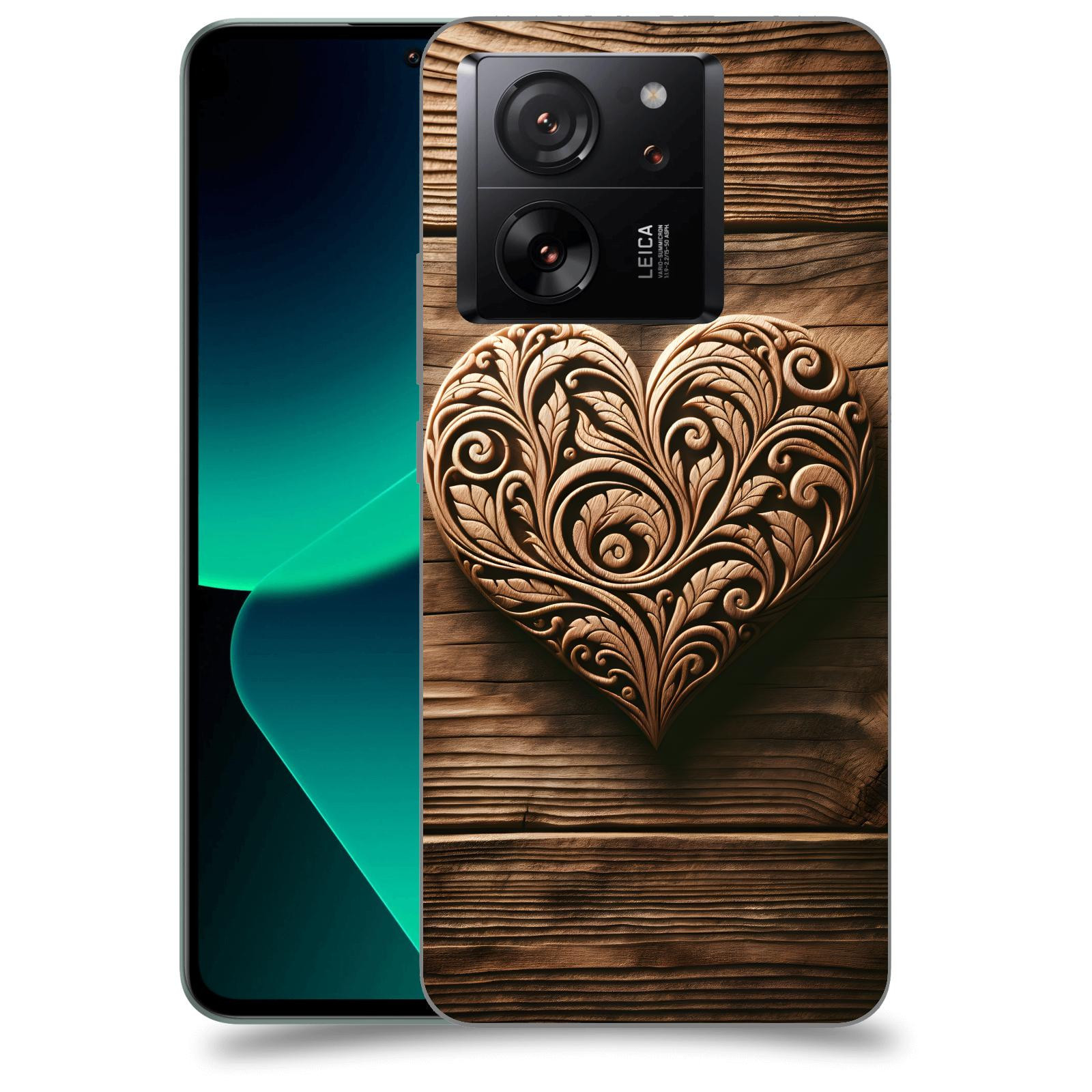 ACOVER Kryt na mobil Xiaomi 13T pro - Dřevěné srdce
