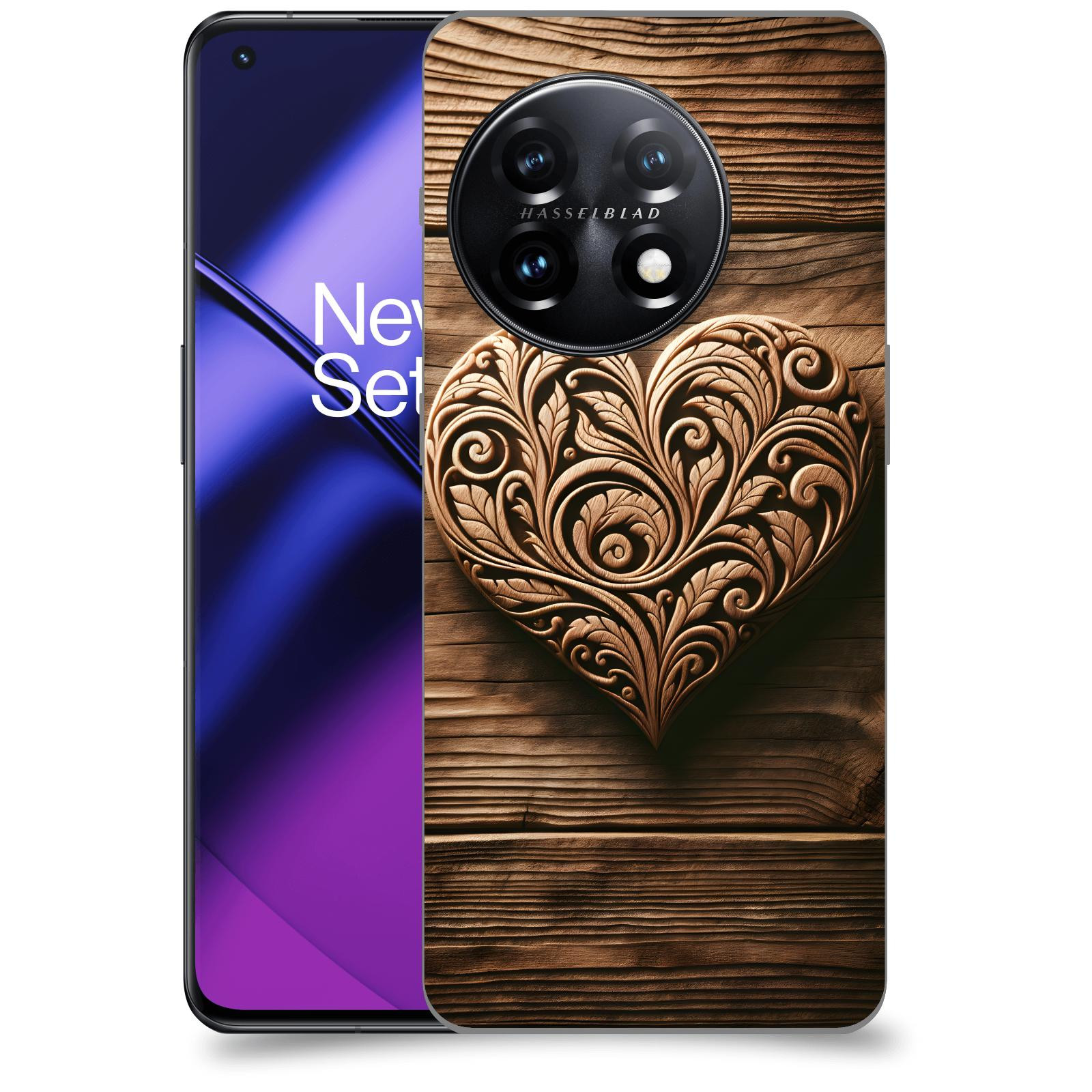 ACOVER Kryt na mobil OnePlus 11 5G - Dřevěné srdce