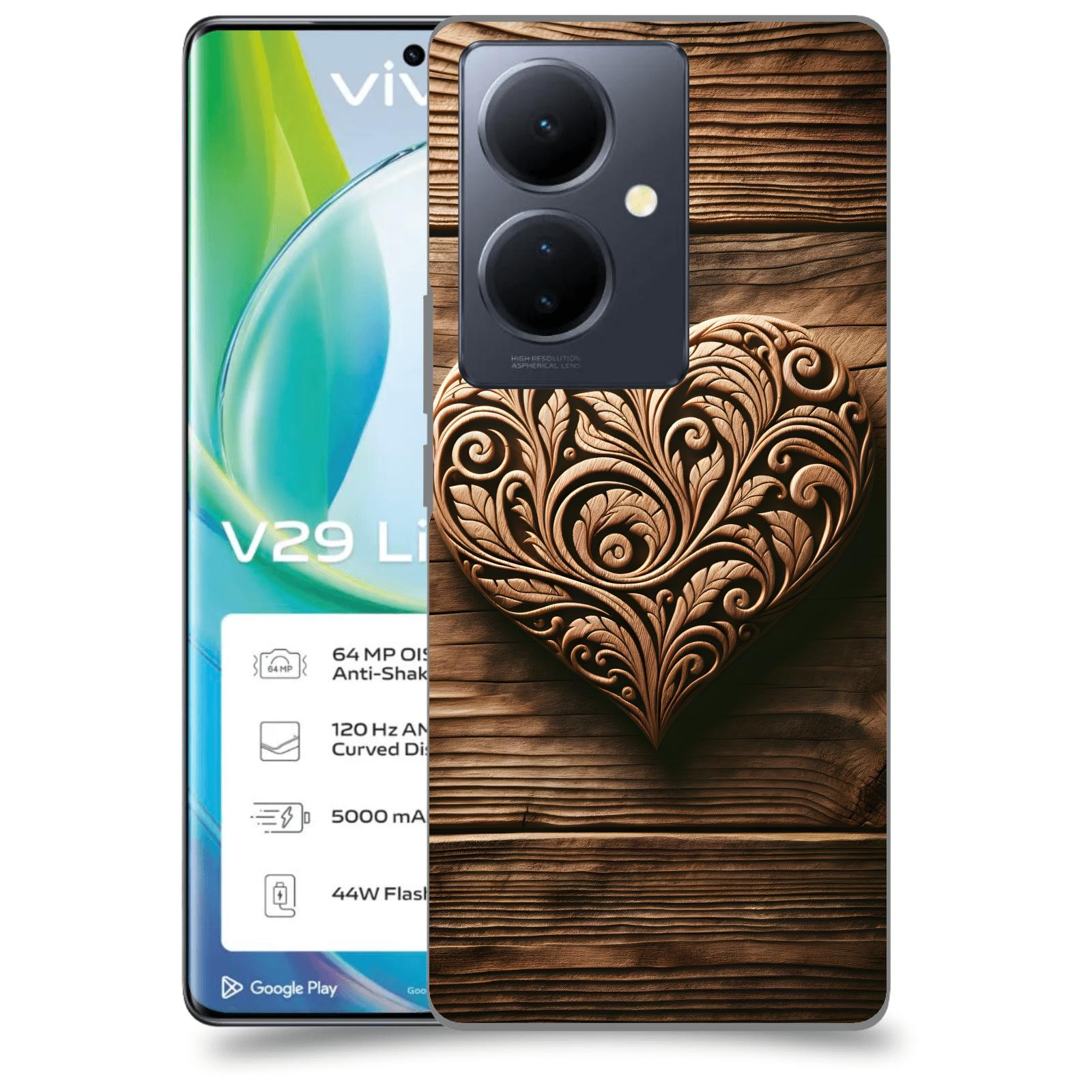 ACOVER Kryt na mobil VIVO V29 Lite 5G - Dřevěné srdce