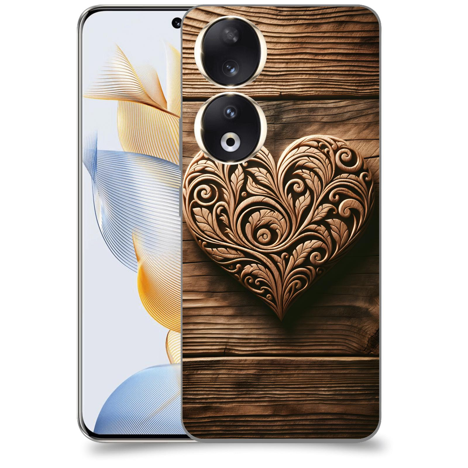 ACOVER Kryt na mobil Honor 90 - Dřevěné srdce
