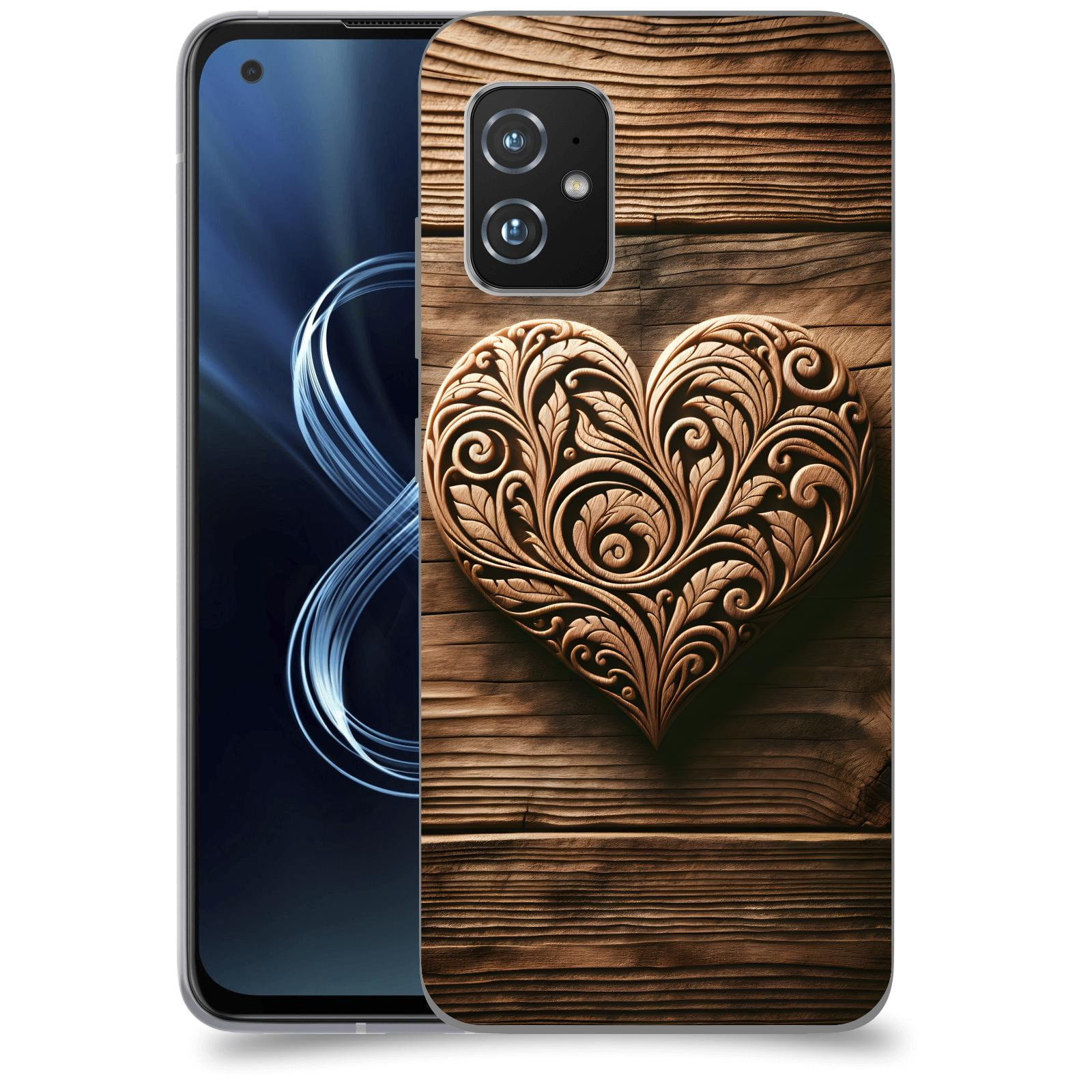 ACOVER Kryt na mobil Honor Magic5 Lite 5G - Dřevěné srdce