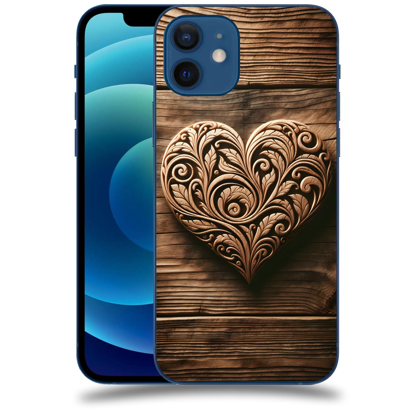ACOVER Kryt na mobil Apple iPhone 12 - Dřevěné srdce