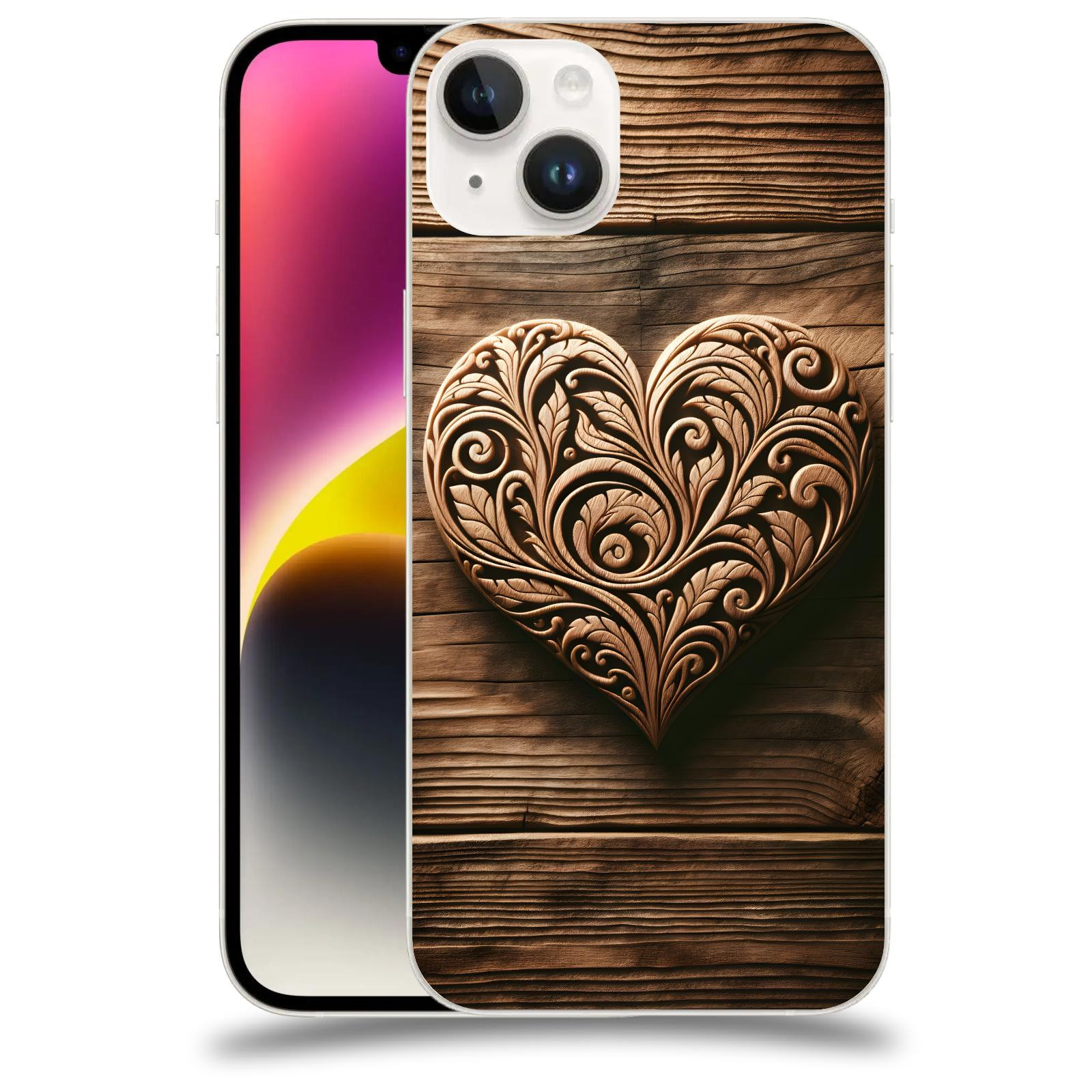 ACOVER Kryt na mobil Apple iPhone 14 Plus - Dřevěné srdce