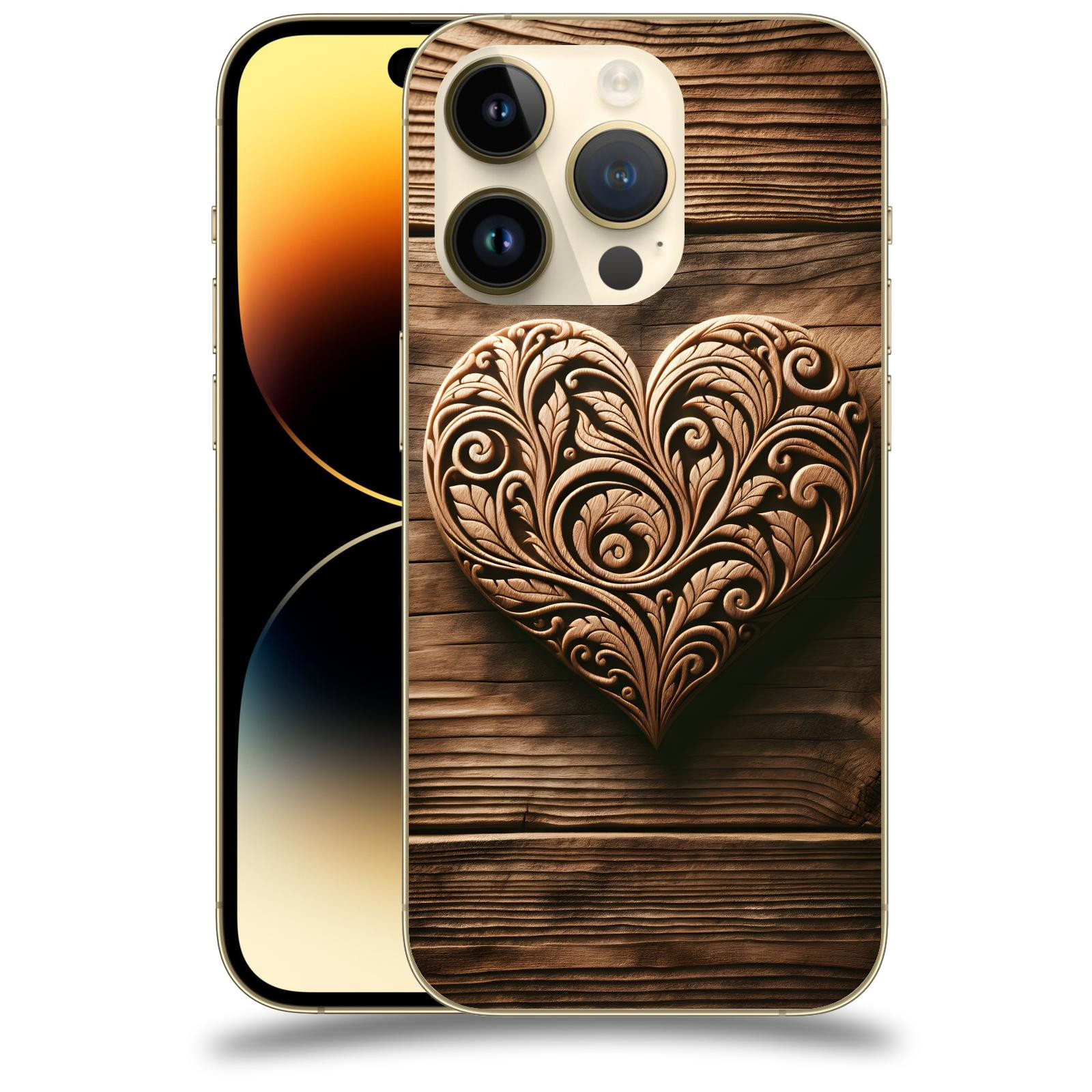 ACOVER Kryt na mobil Apple iPhone 14 Pro - Dřevěné srdce