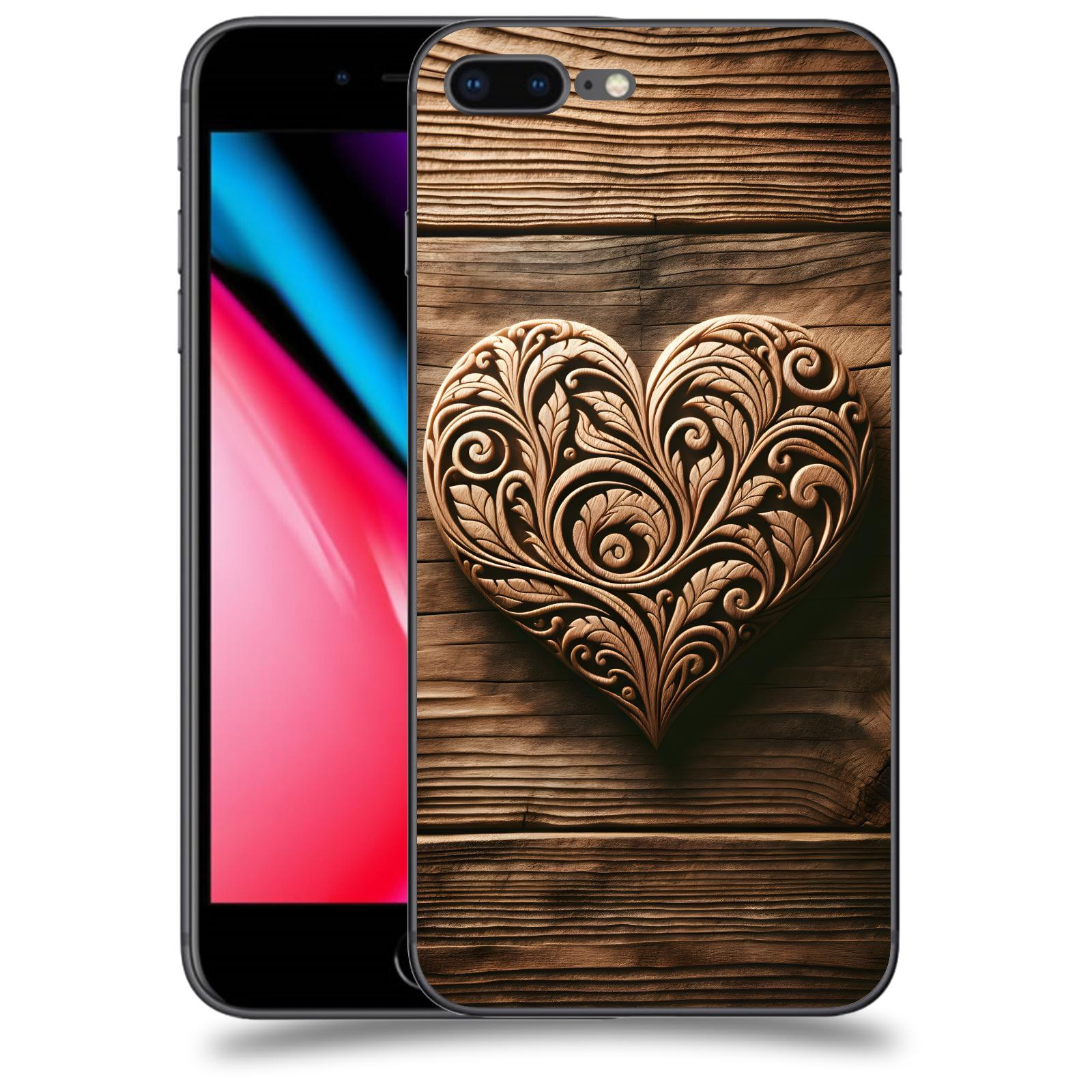 ACOVER Kryt na mobil Apple iPhone 8 Plus - Dřevěné srdce