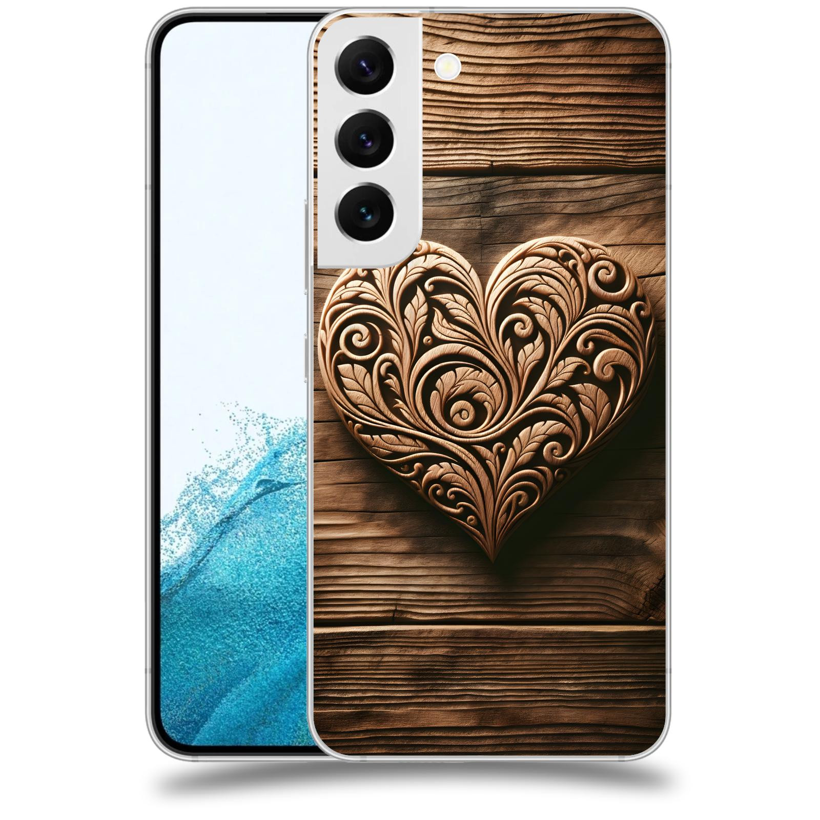 ACOVER Kryt na mobil Samsung Galaxy S22 5G - Dřevěné srdce