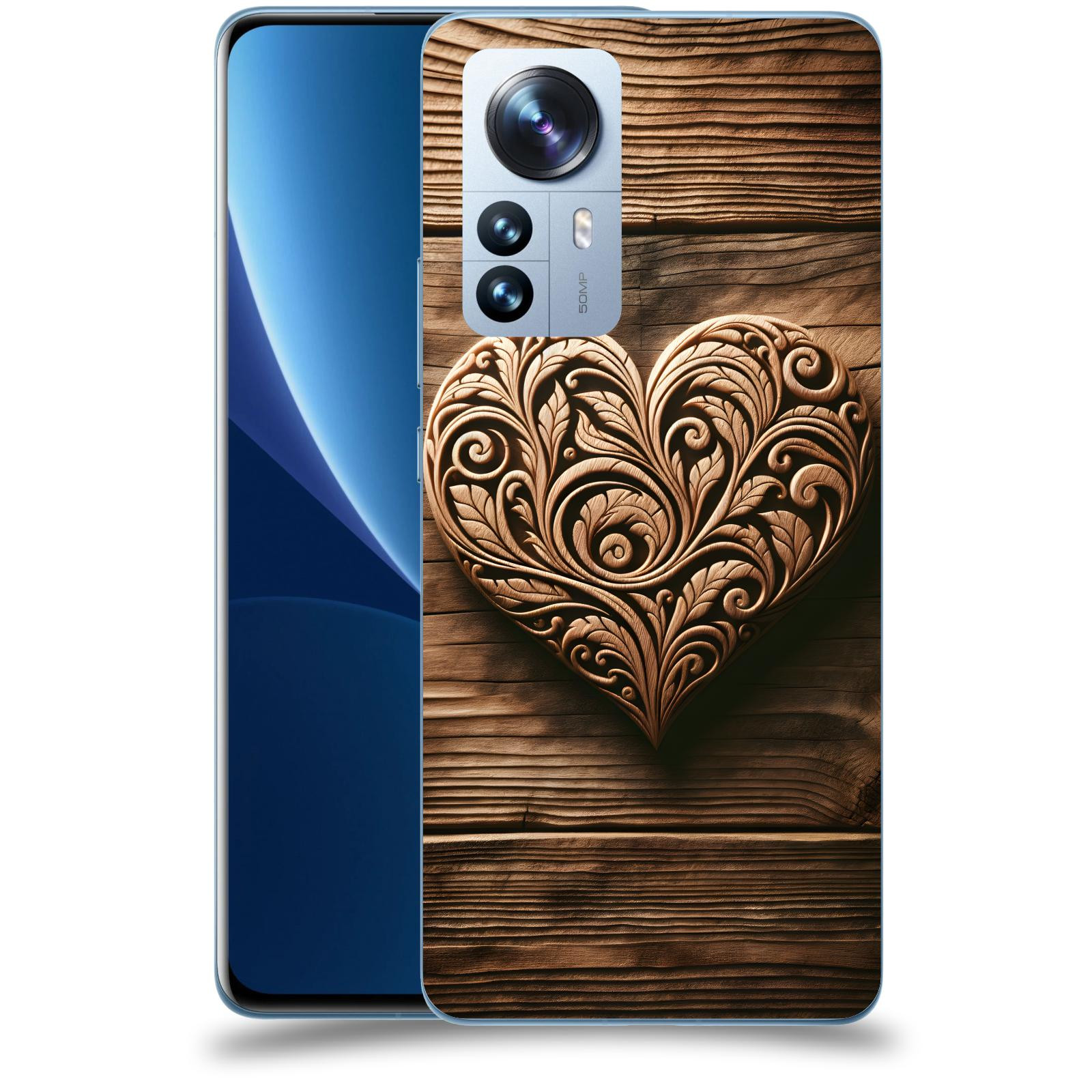 ACOVER Kryt na mobil Xiaomi 12 Pro - Dřevěné srdce