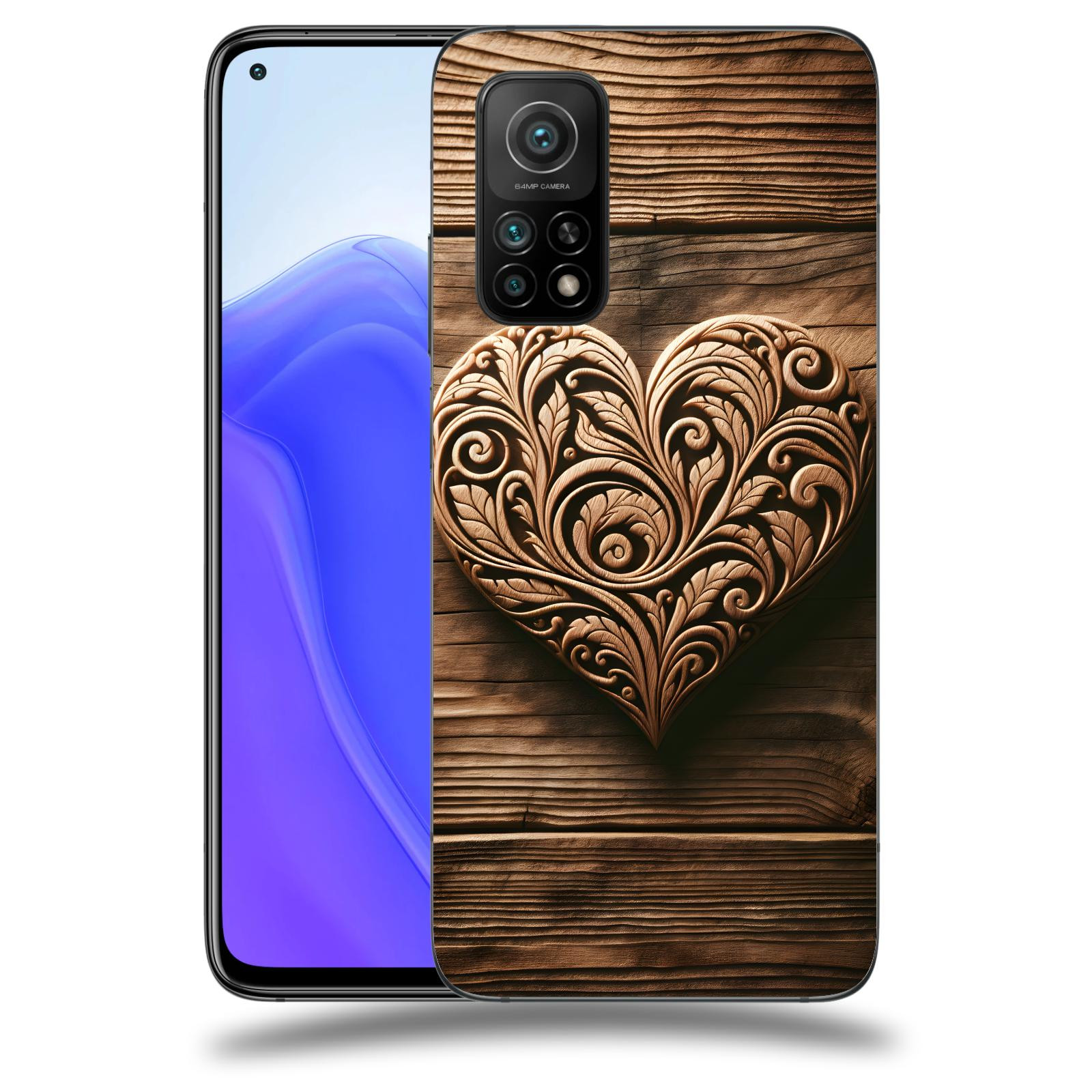 ACOVER Kryt na mobil Xiaomi Mi 10T - Dřevěné srdce