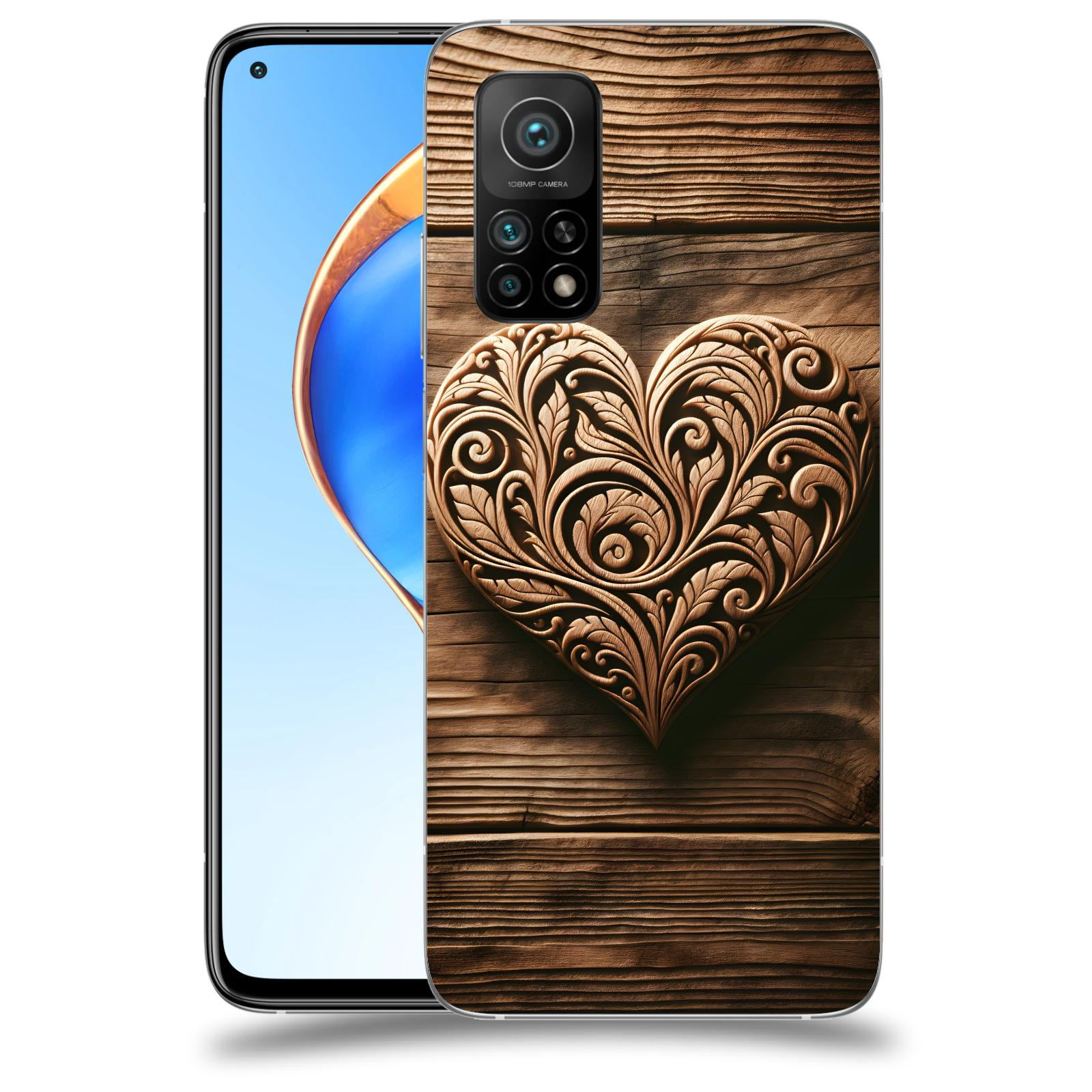 ACOVER Kryt na mobil Xiaomi Mi 10T Pro - Dřevěné srdce
