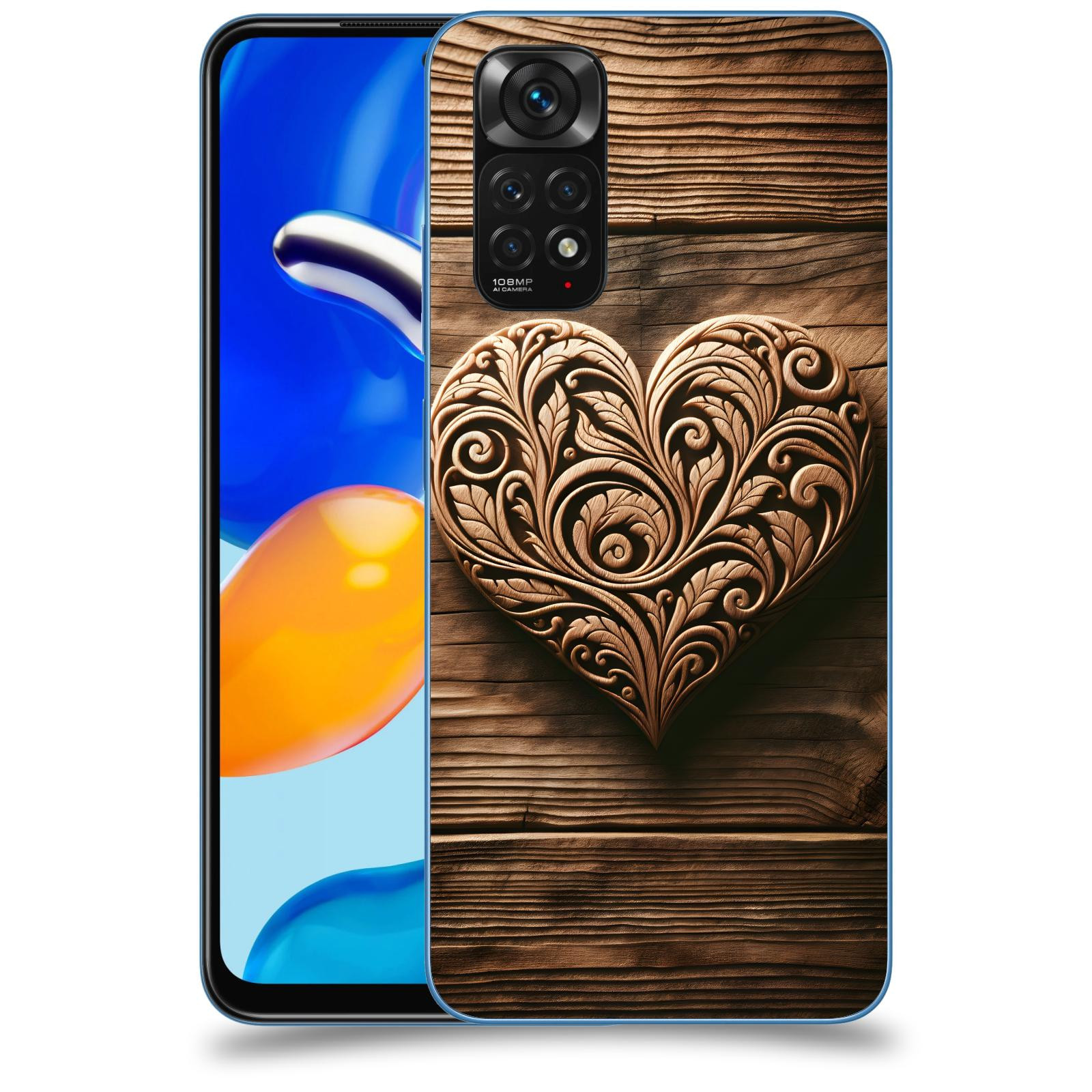 ACOVER Kryt na mobil Xiaomi Redmi Note 11S - Dřevěné srdce